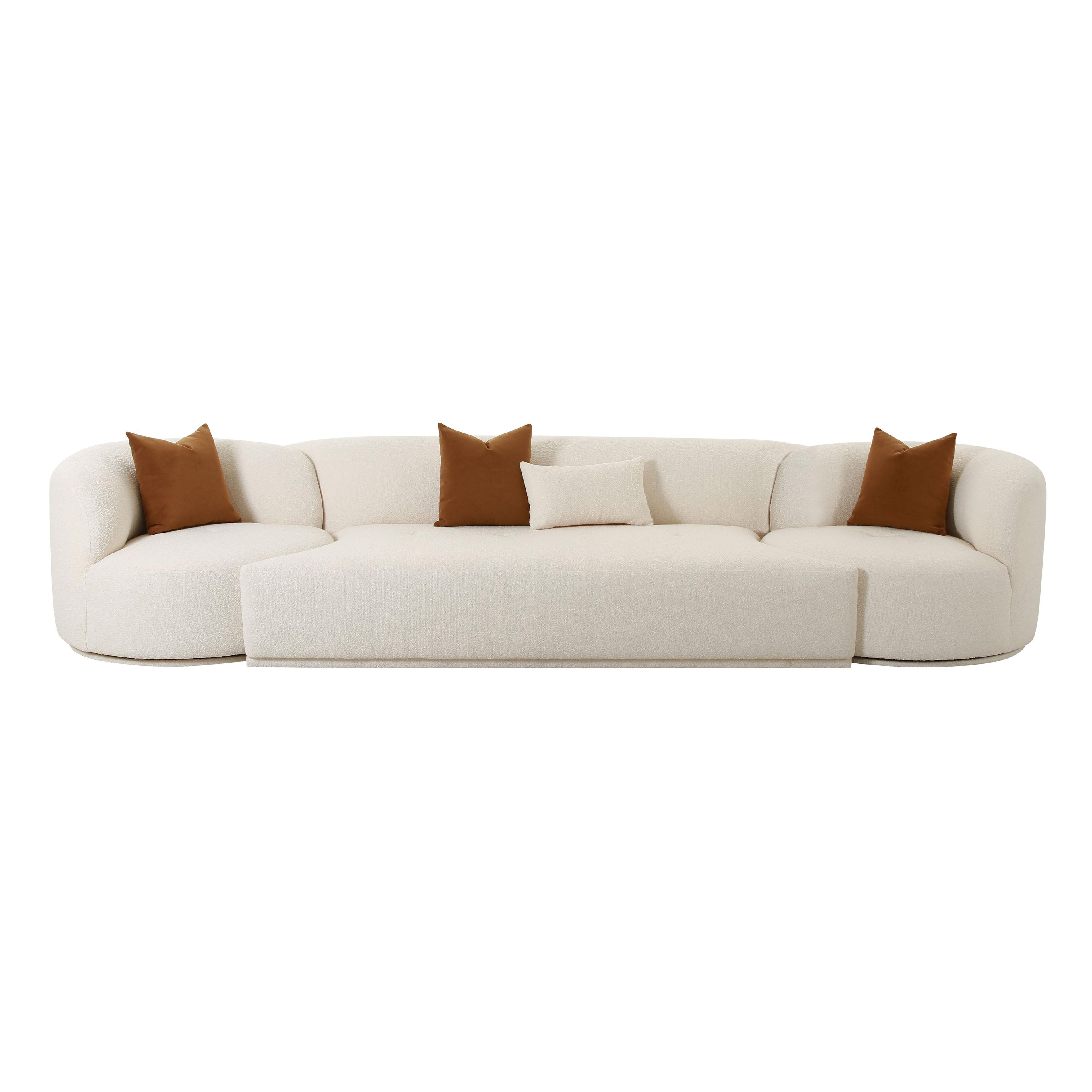 Fickle 144 3-Piece Cream Boucle Modular Sofa