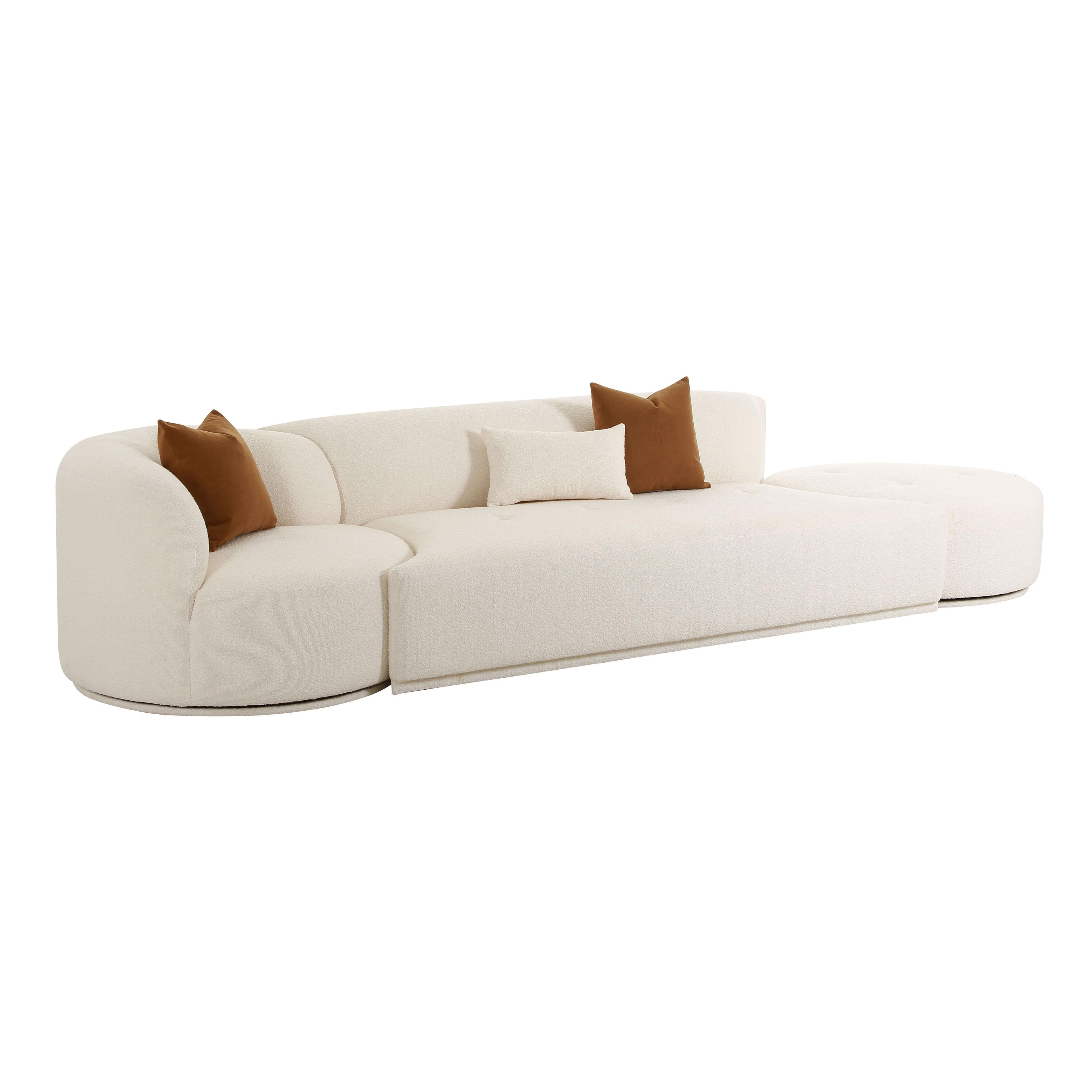 Fickle 144 3-Piece Cream Boucle Chaise Modular Sofa