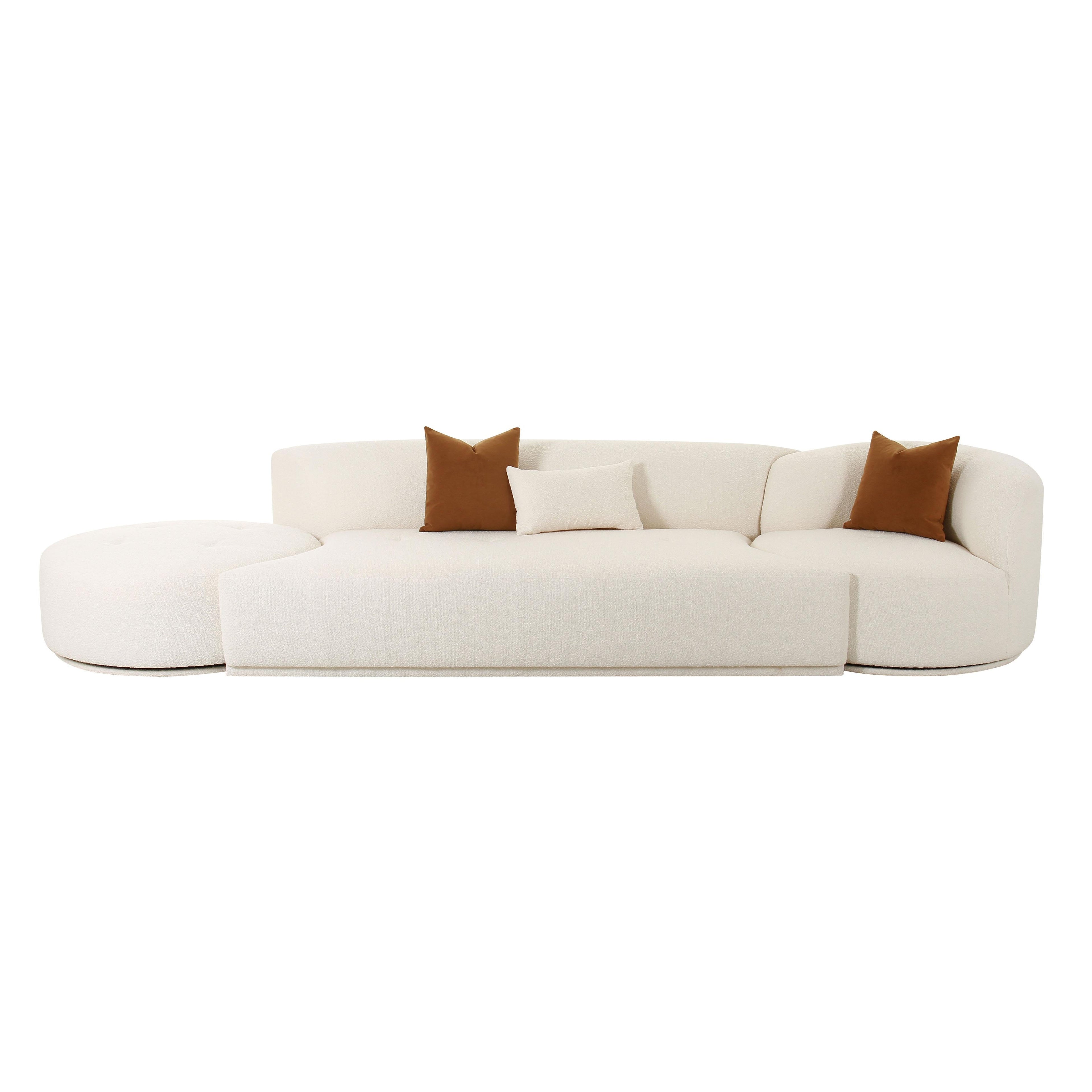 Fickle 144 3-Piece Cream Boucle Chaise Modular Sofa