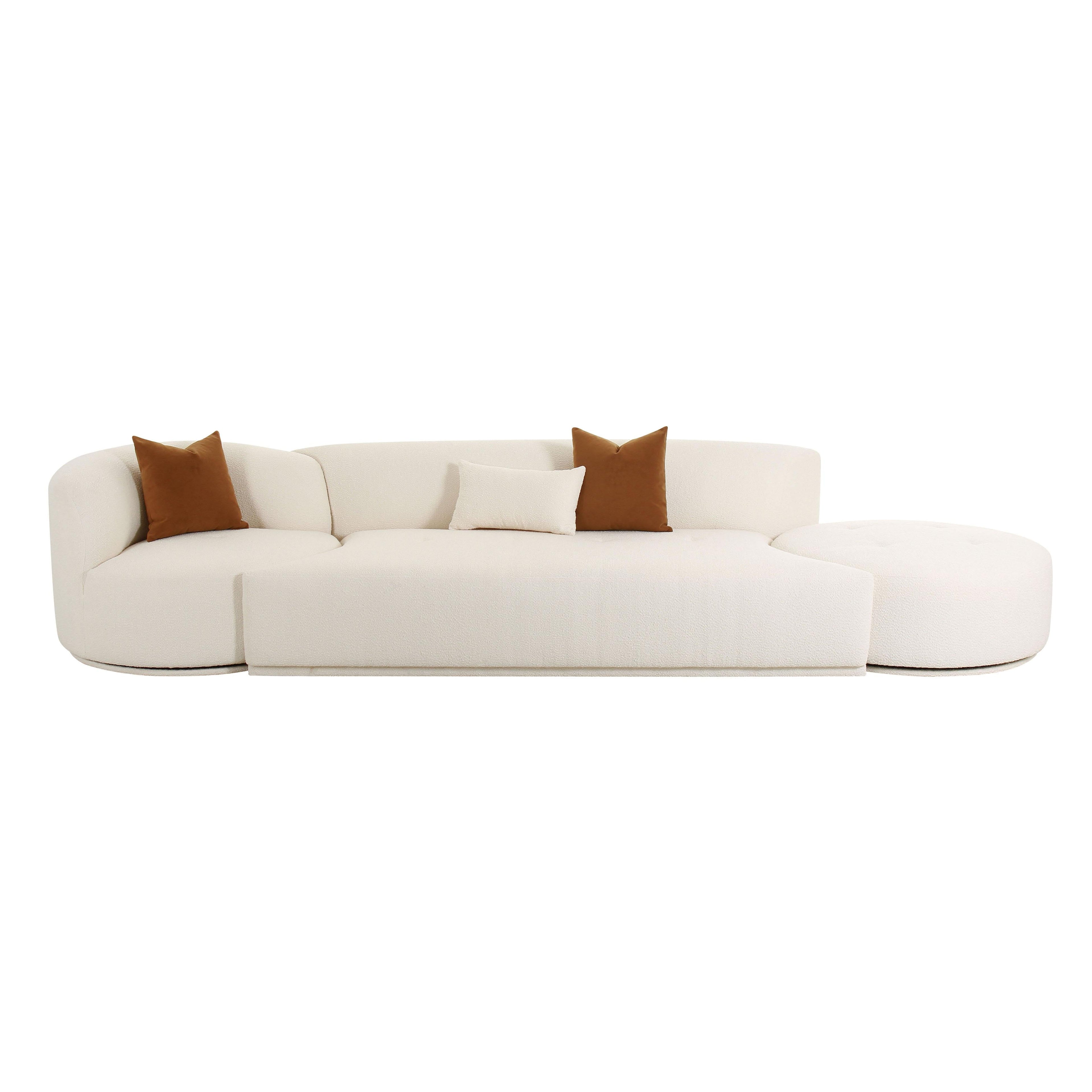 Fickle 144 3-Piece Cream Boucle Chaise Modular Sofa