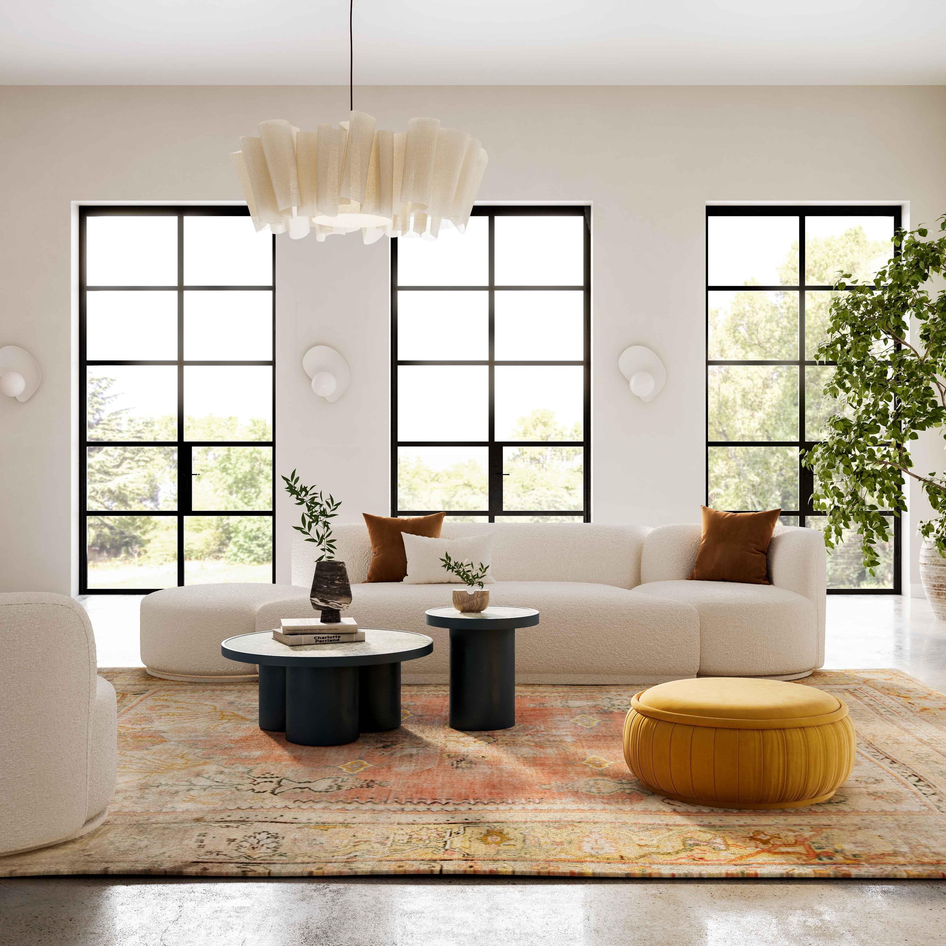 Fickle 84 Cream Boucle Modular Armless Loveseat