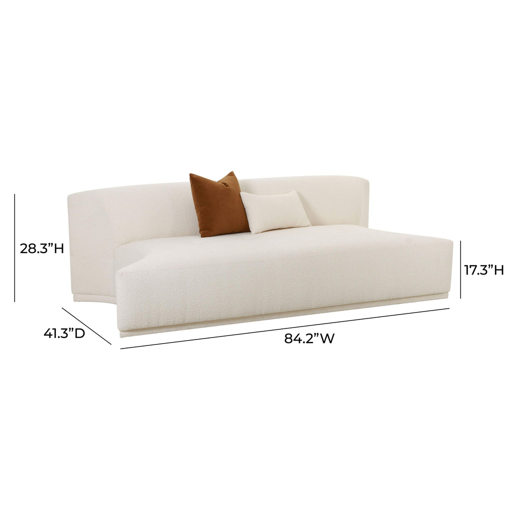 Fickle 84 Cream Boucle Modular Armless Loveseat