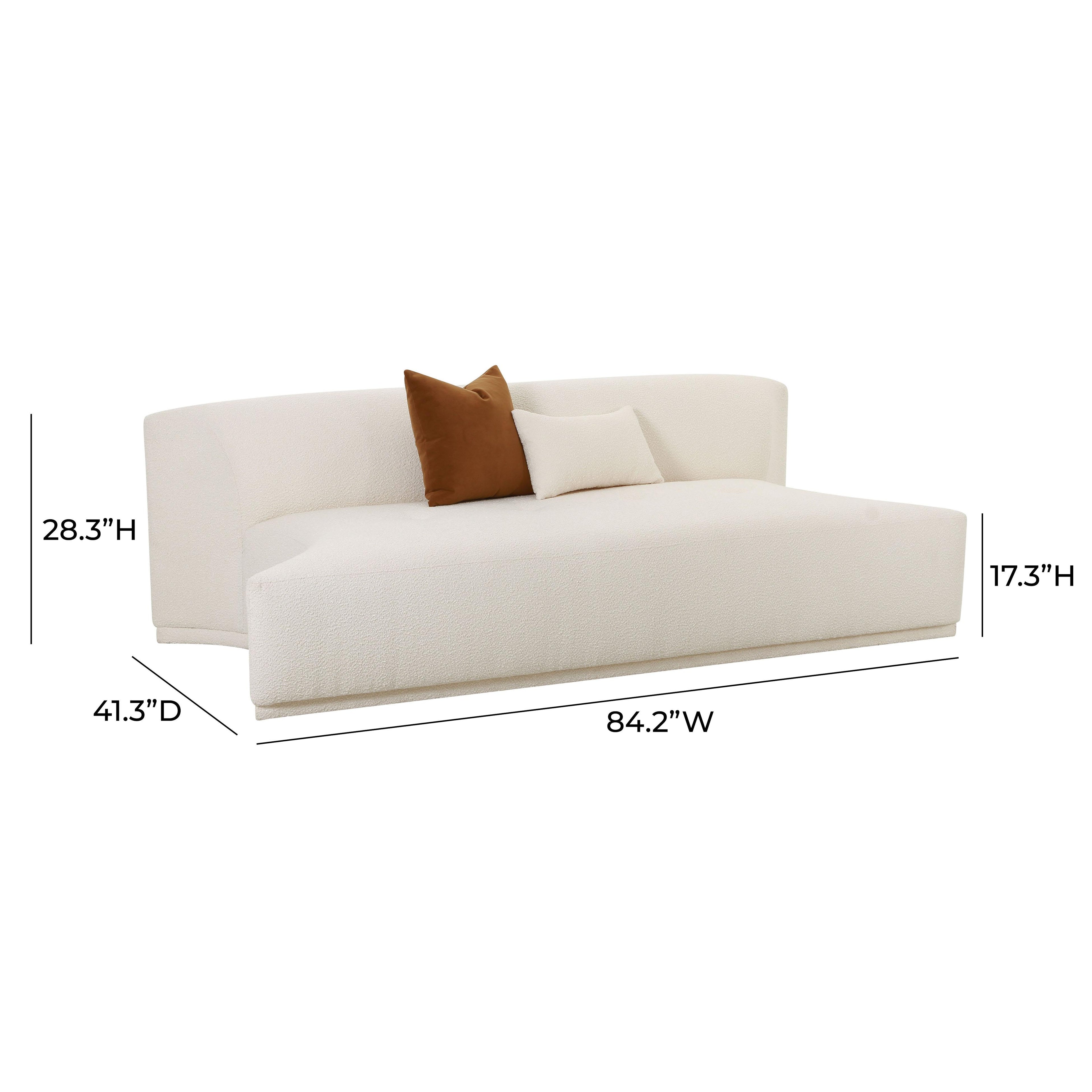 Fickle 84 Cream Boucle Modular Armless Loveseat