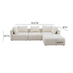 Hangover 4-Piece Cream Boucle Modular Sectional