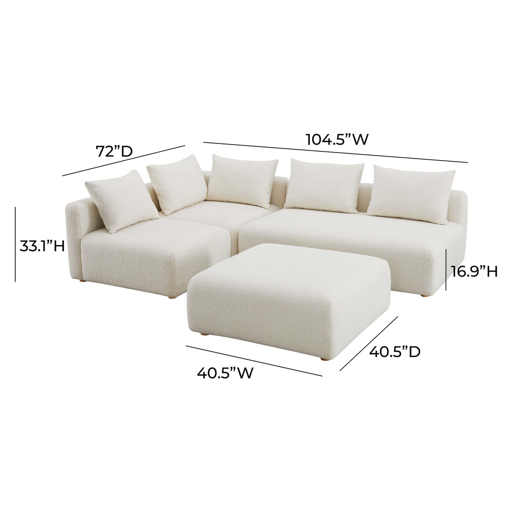 Hangover 4-Piece Cream Boucle Modular Chaise Sectional