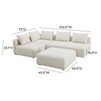 Hangover 4-Piece Cream Boucle Modular Chaise Sectional