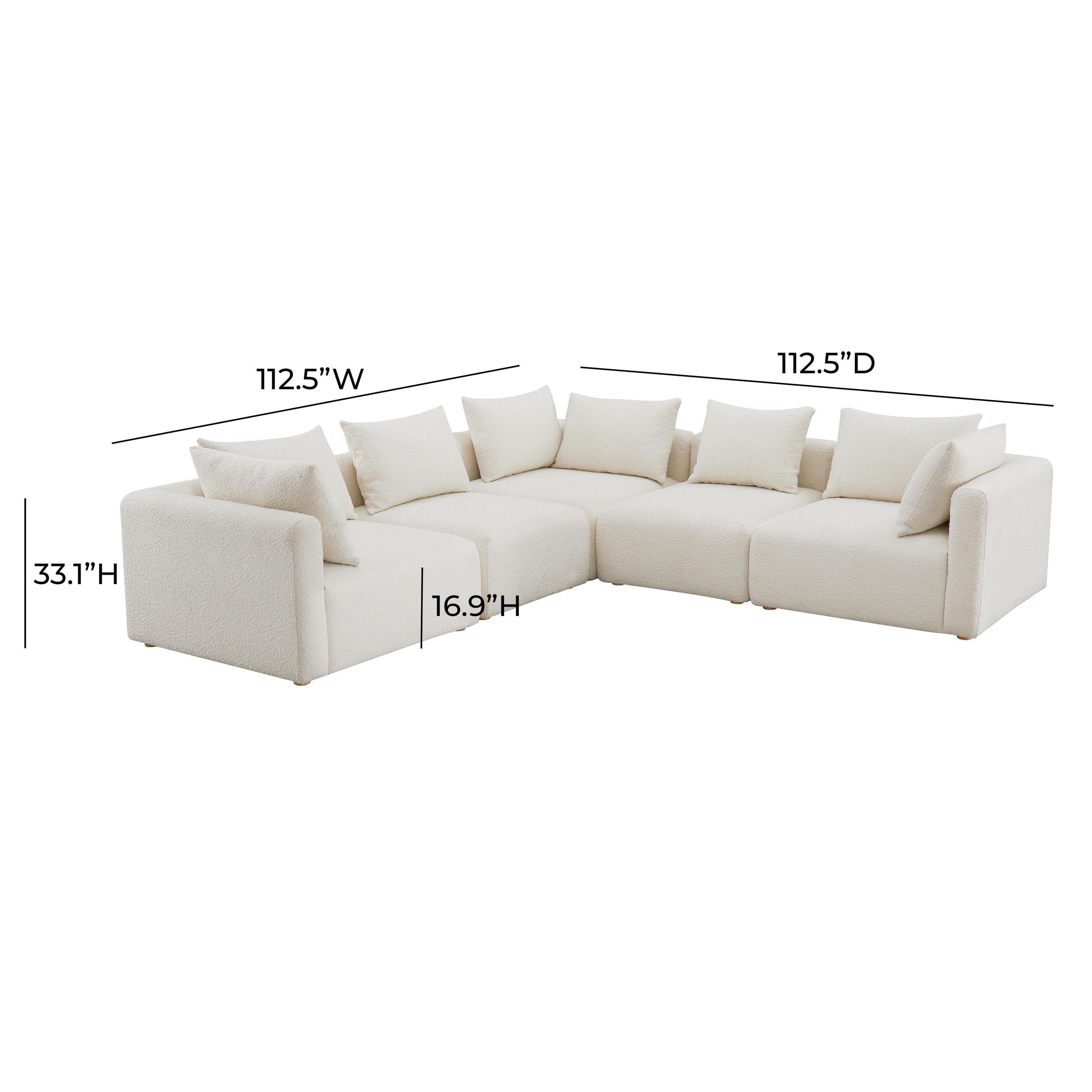 Hangover 5-Piece Cream Boucle Modular L-Sectional