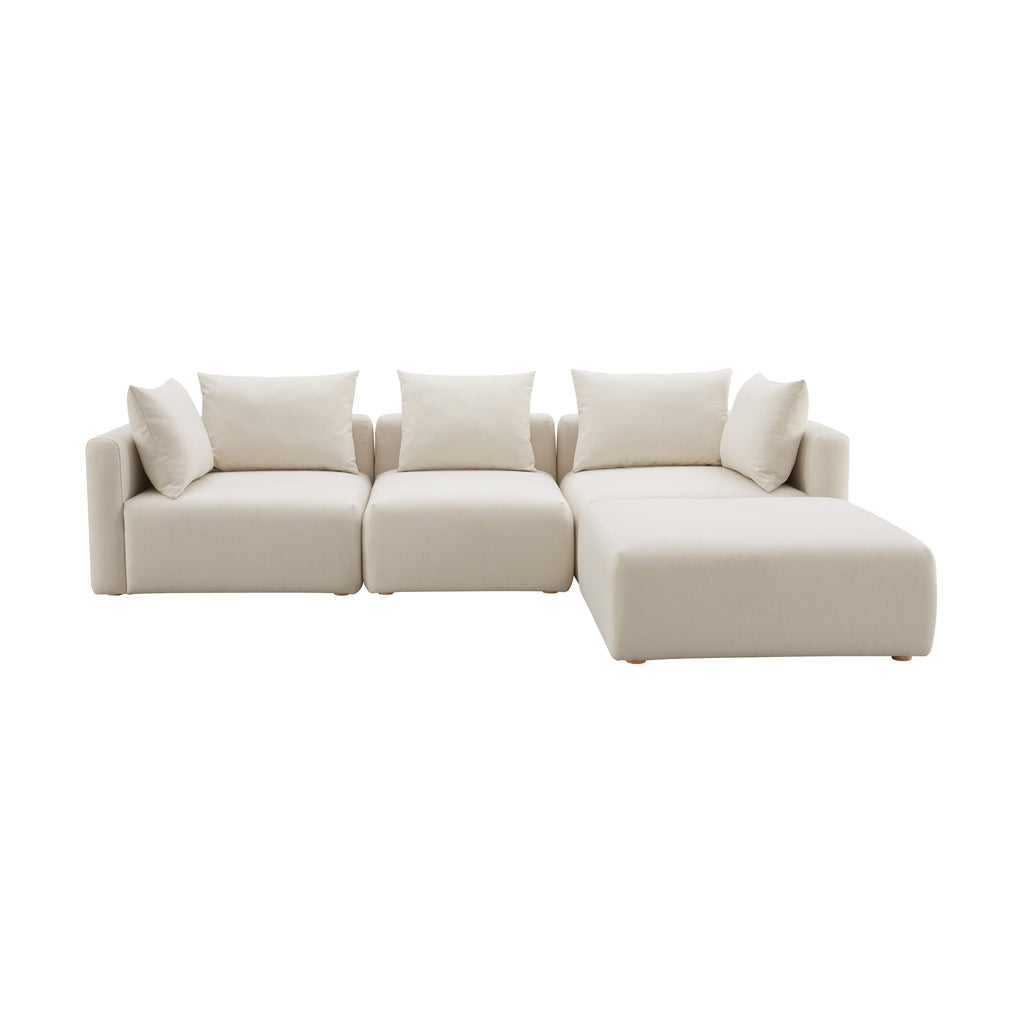 Hangover 4-Piece Cream Performance Linen Modular Sectional