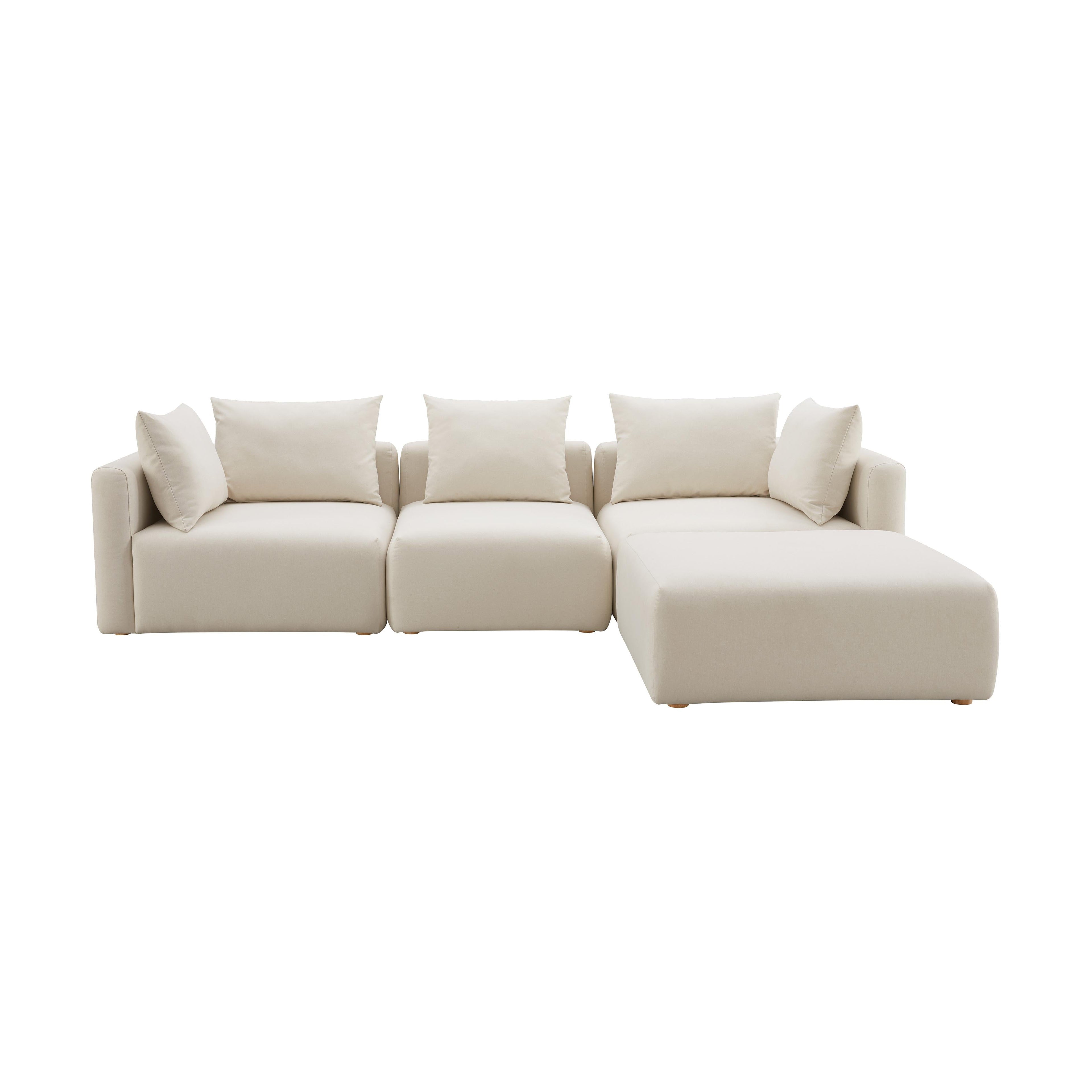Hangover 4-Piece Cream Performance Linen Modular Sectional