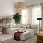 Hangover 4-Piece Cream Performance Linen Modular Chaise Sectional