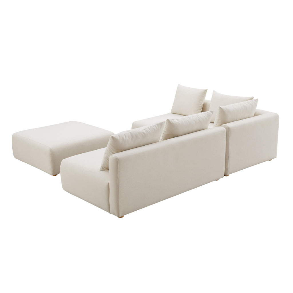 Hangover 4-Piece Cream Performance Linen Modular Chaise Sectional