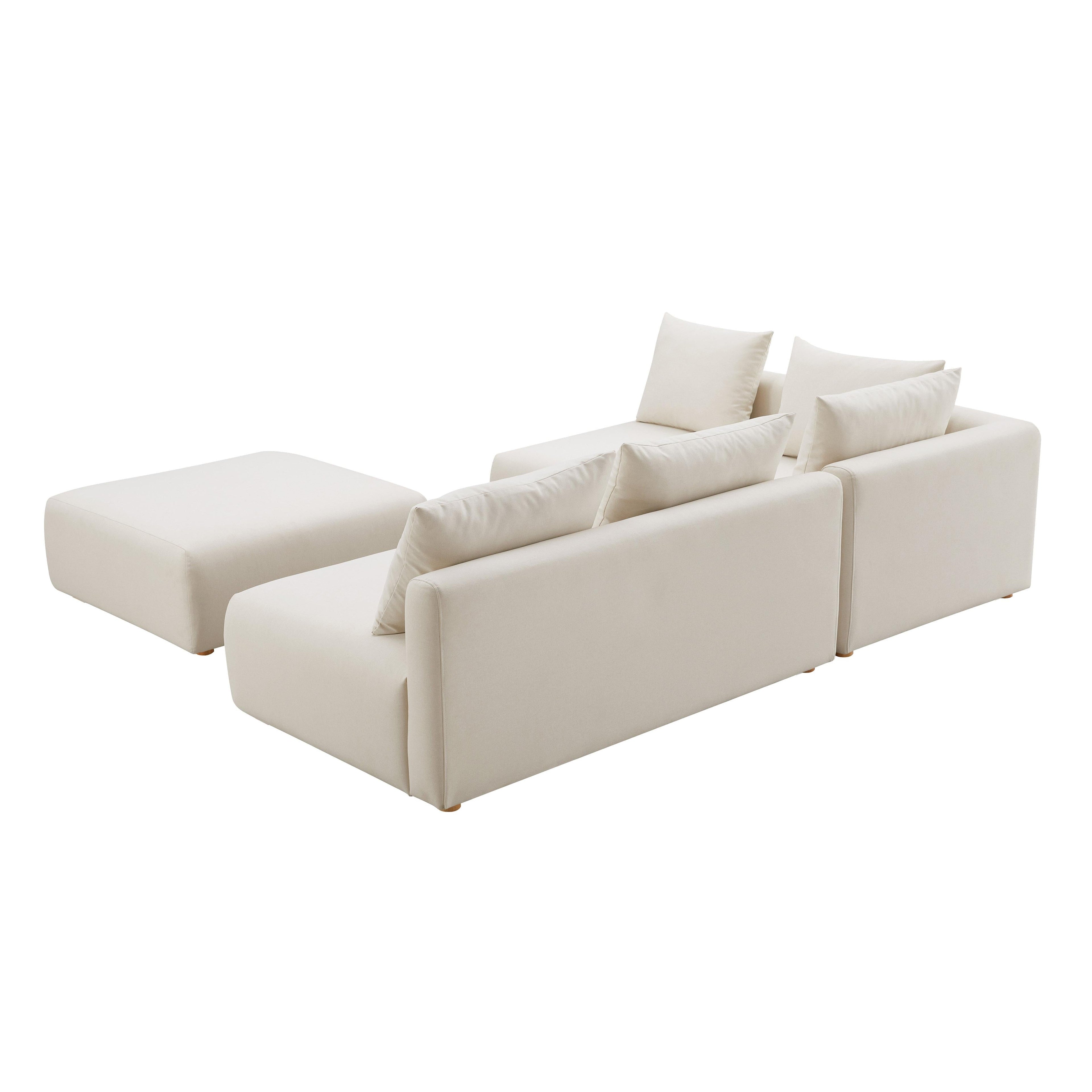 Hangover 4-Piece Cream Performance Linen Modular Chaise Sectional