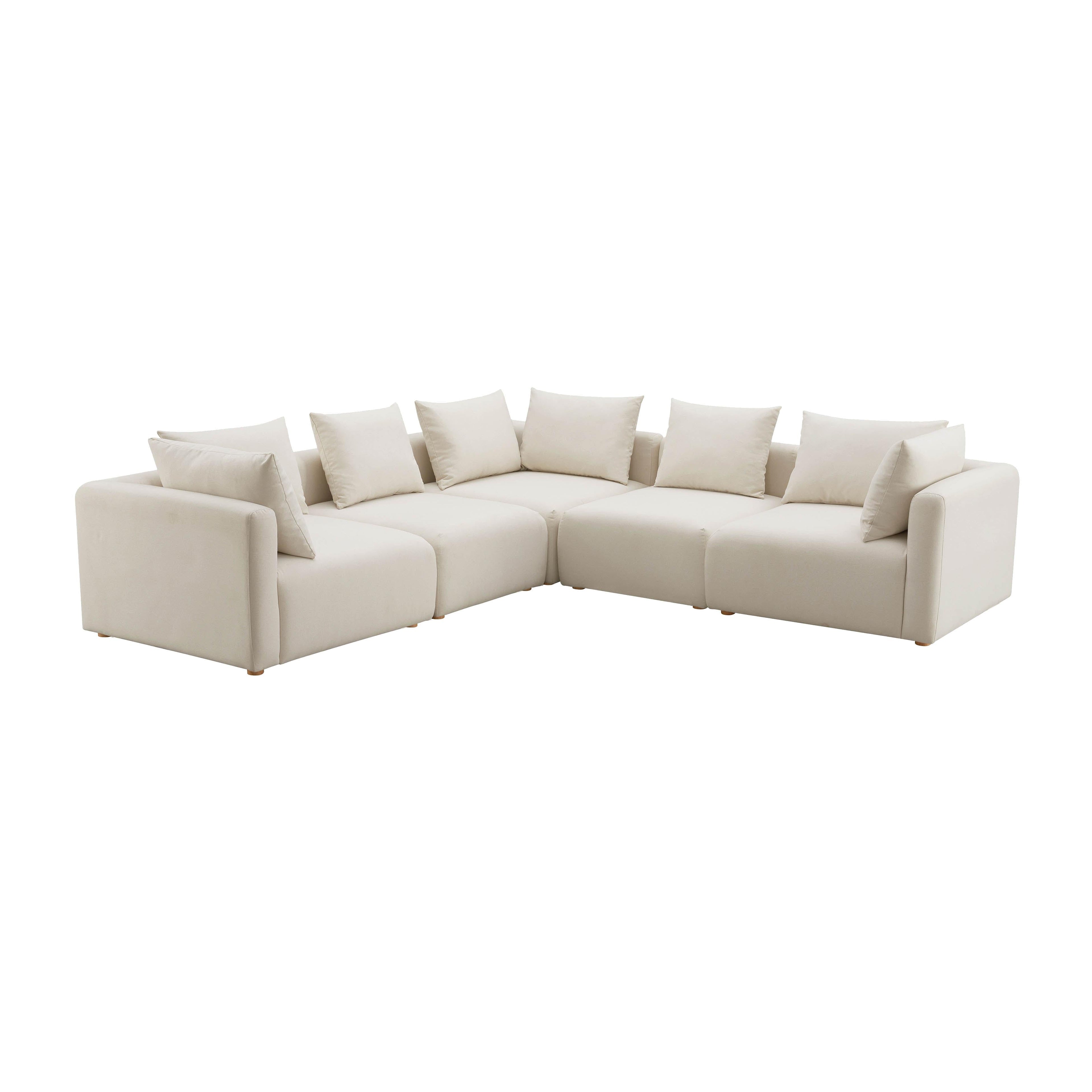 Hangover 5-Piece Cream Performance Linen Modular L-Sectional