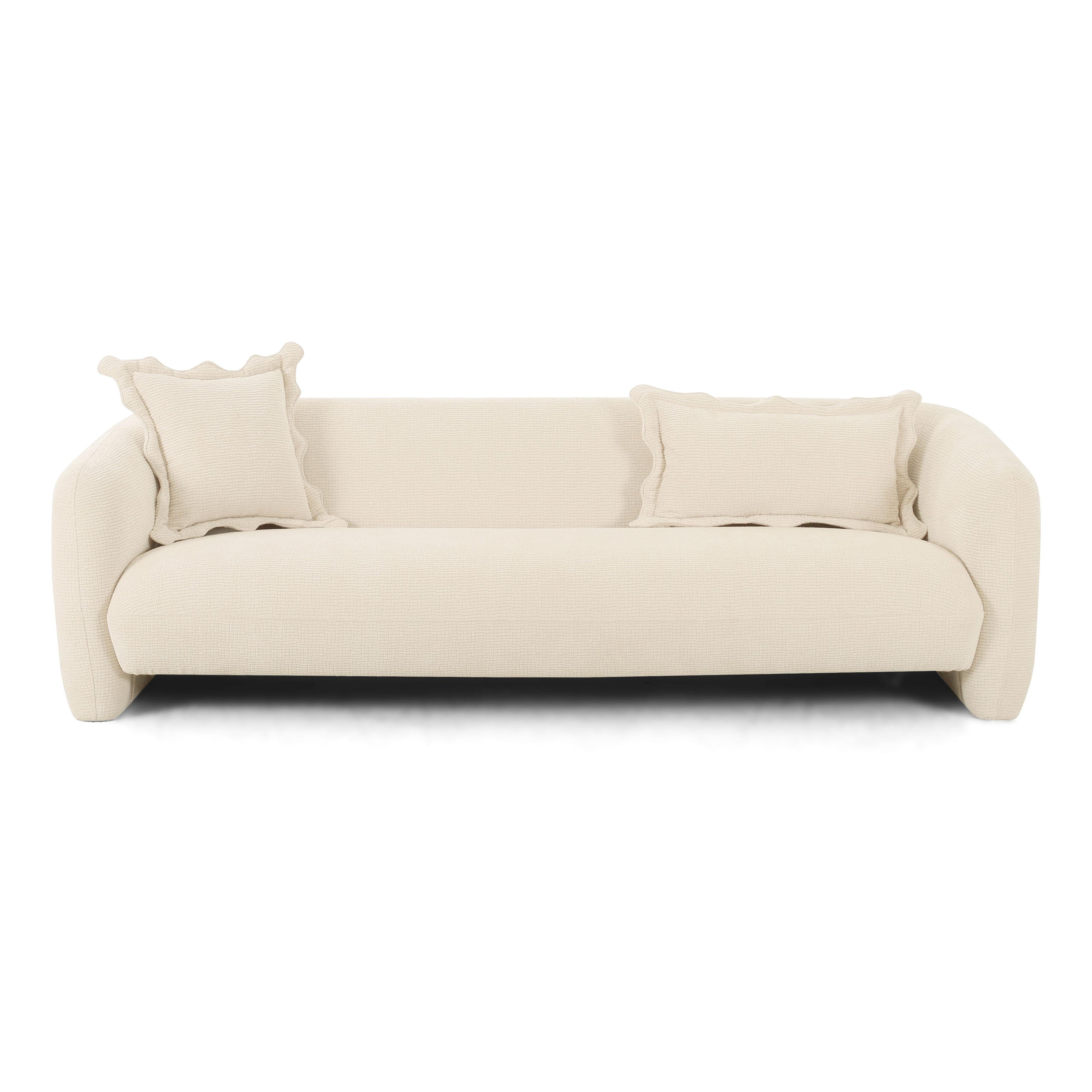 Lou 91 Sandstone Textured Fabric Sofa
