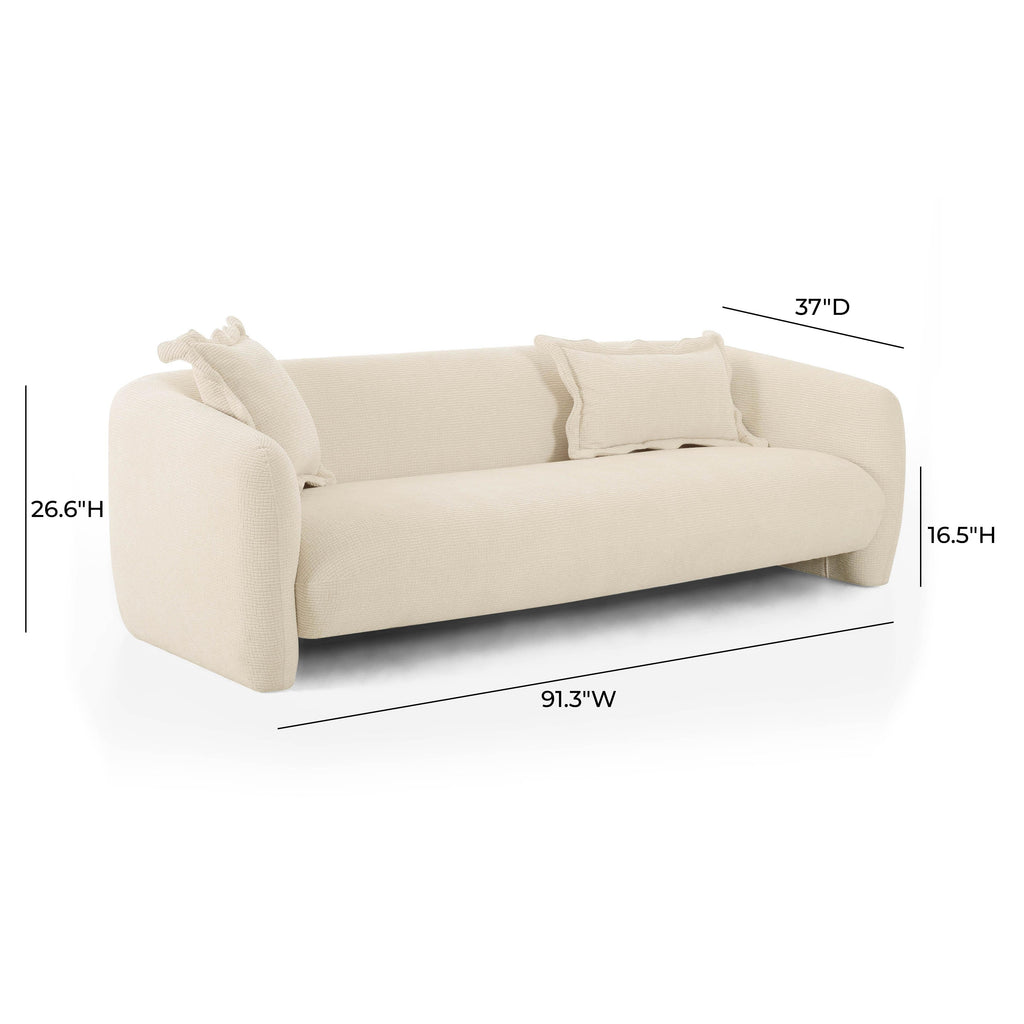 Lou 91 Sandstone Textured Fabric Sofa
