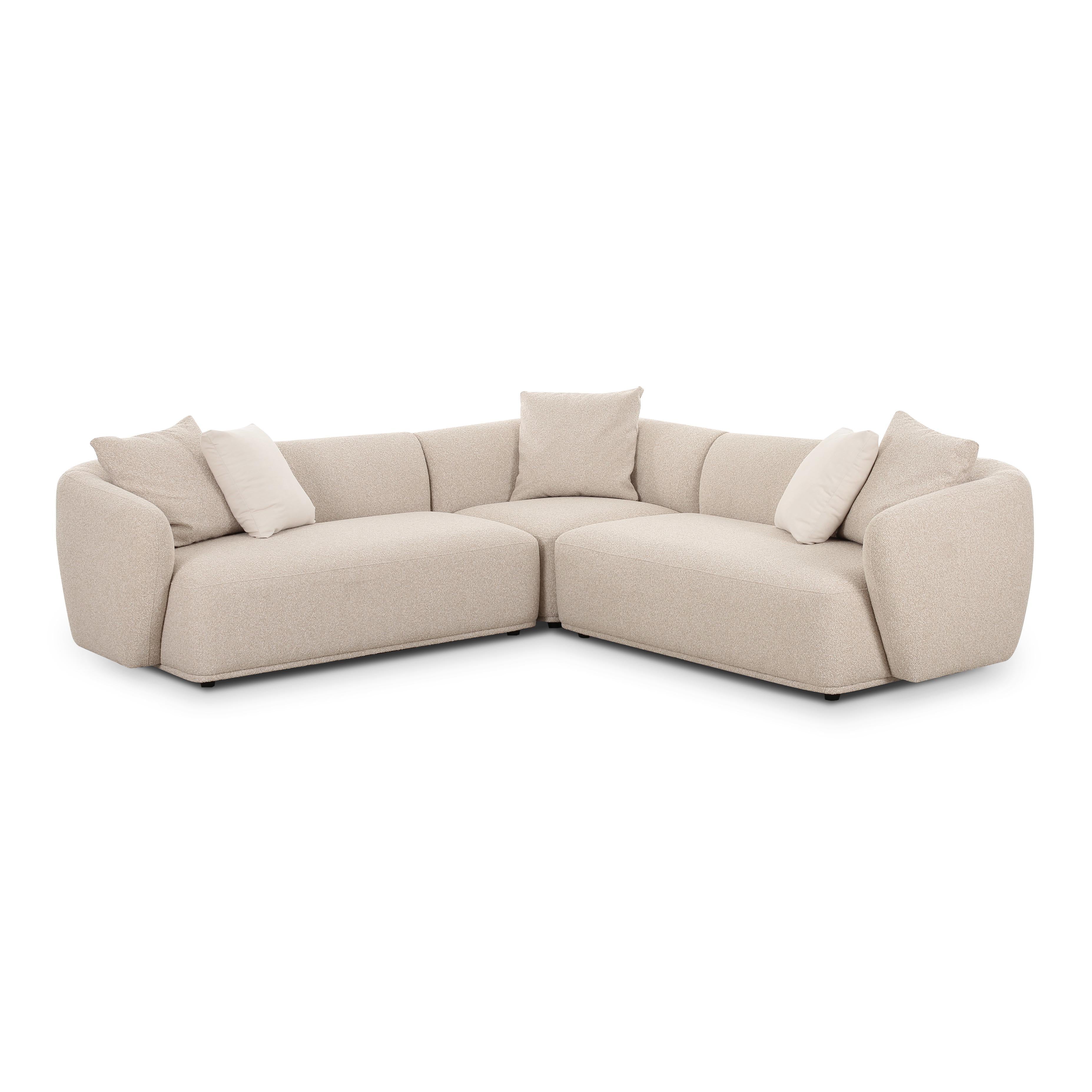 Sylvie 3-Piece Cream Boucle L-Shaped Sectional