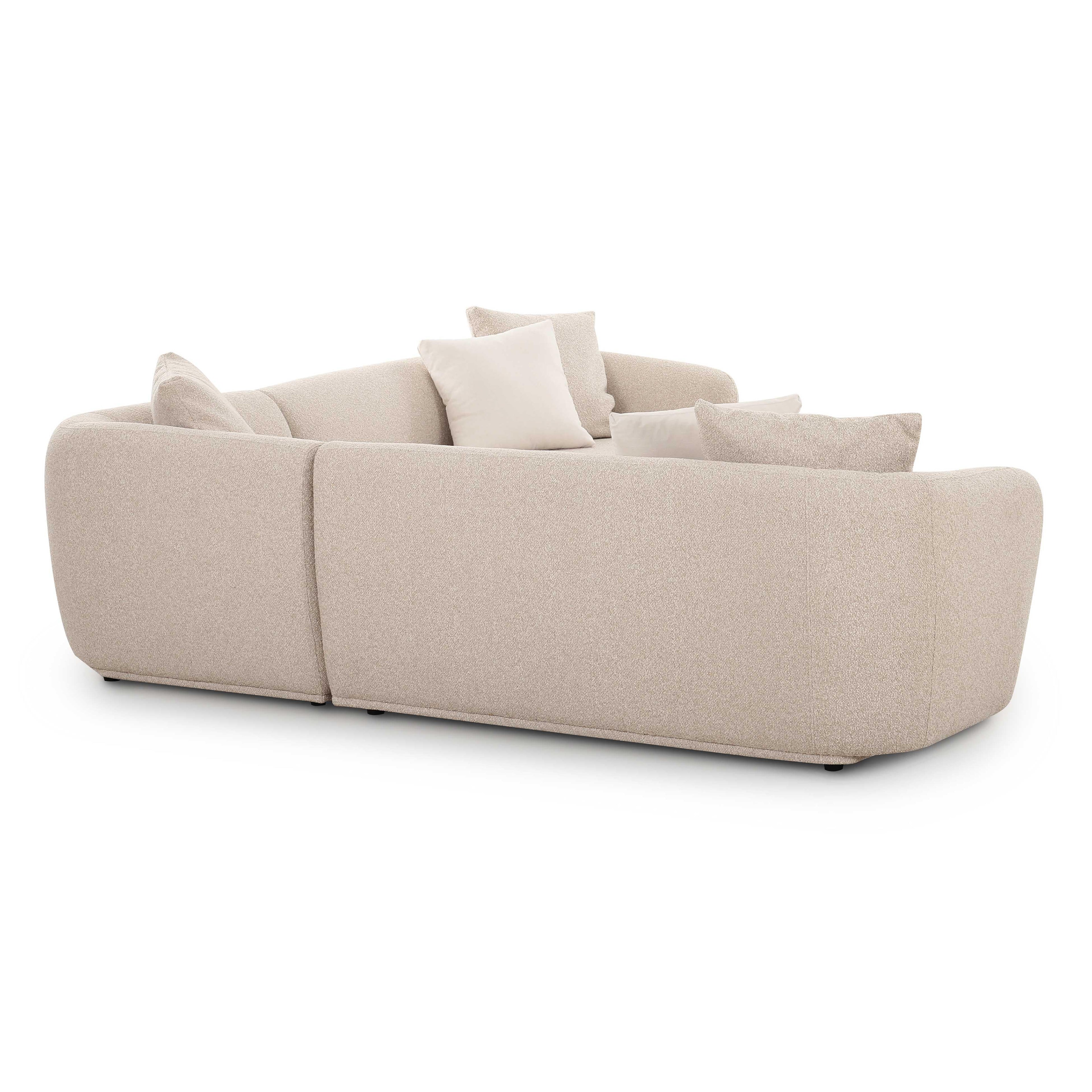 Sylvie 3-Piece Cream Boucle L-Shaped Sectional