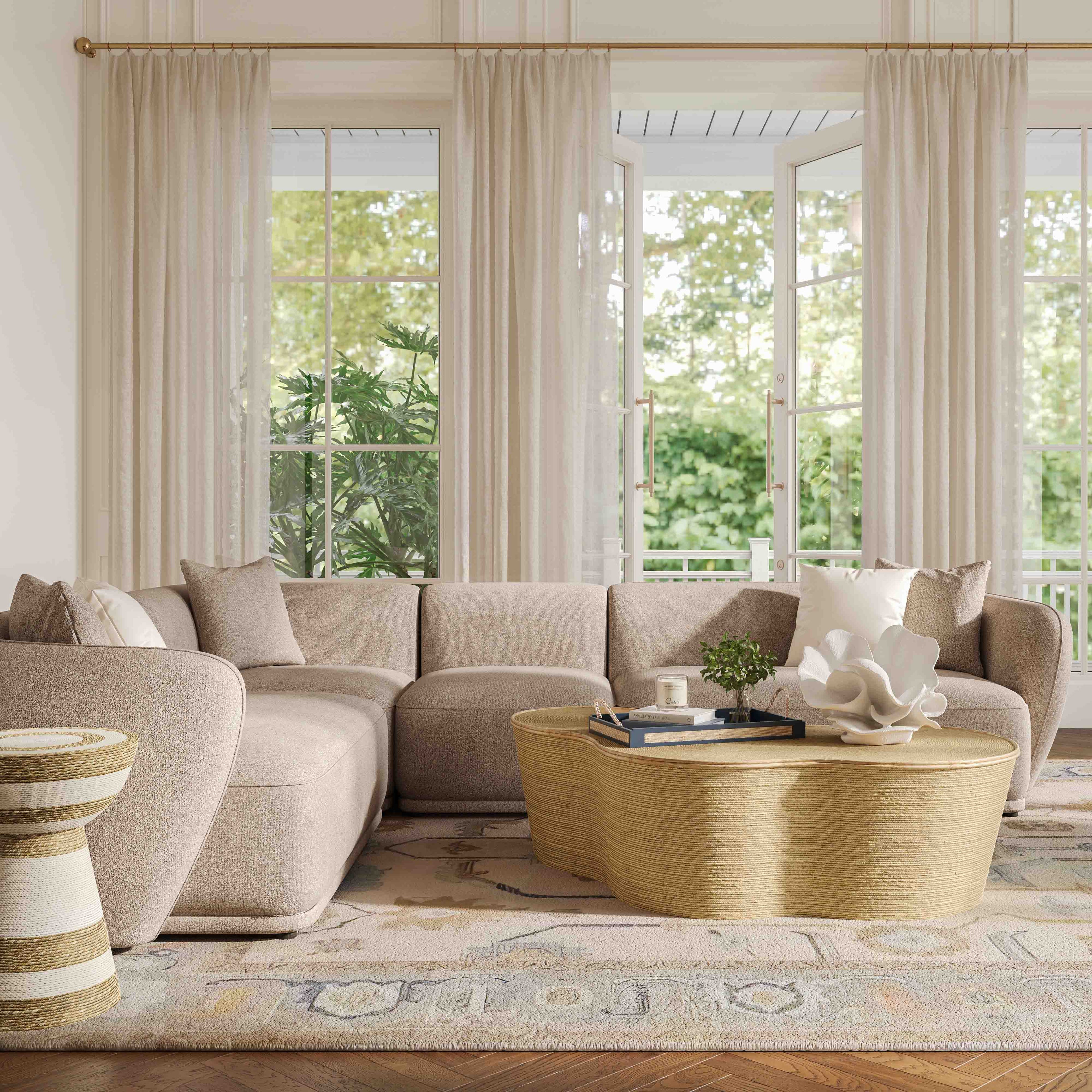 Sylvie 4-Piece Cream Boucle Sectional