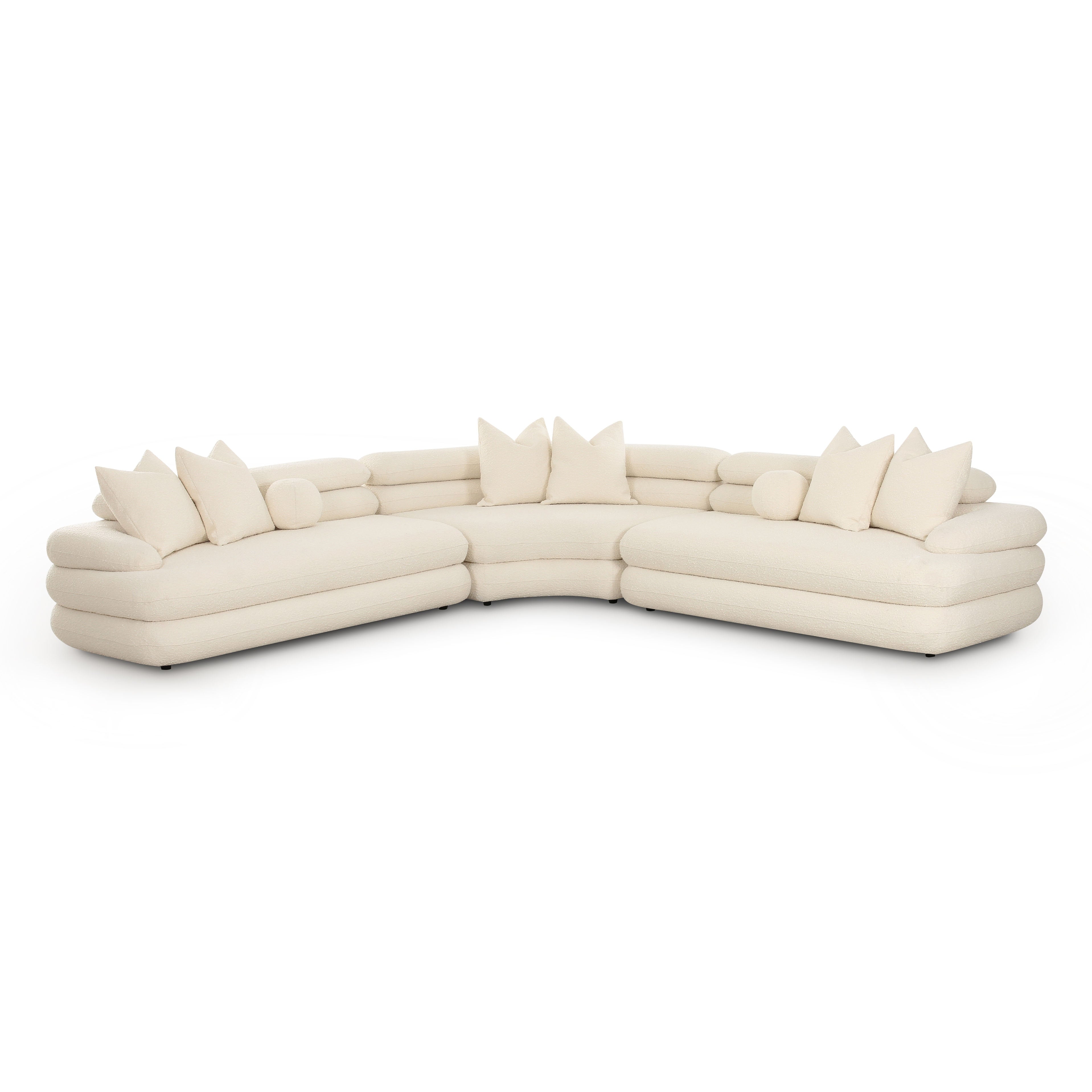 Lulu 3-Piece Cream Boucle Modular Curved L-Sectional