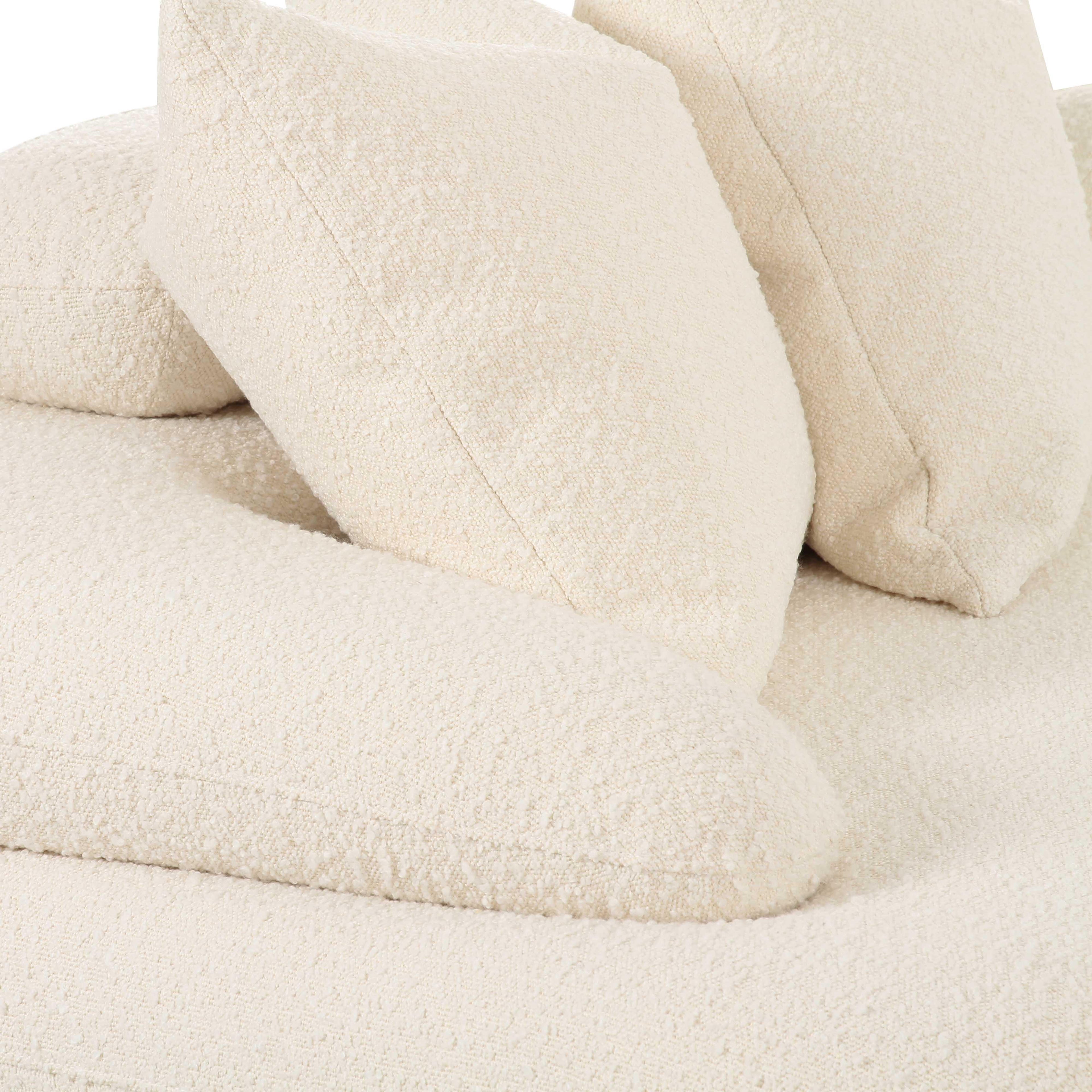 Lulu 3-Piece Cream Boucle Modular Curved L-Sectional