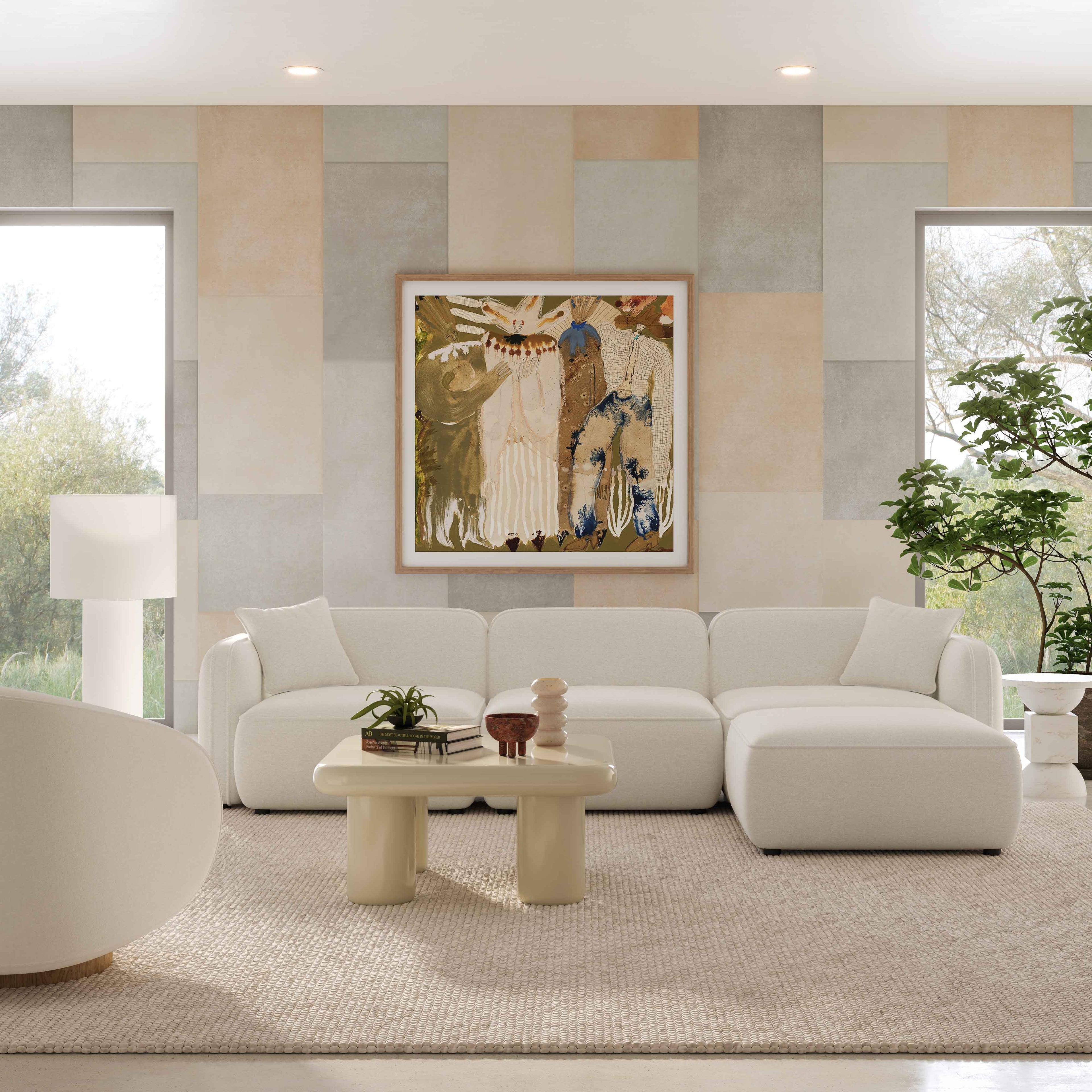 Travie 4-Piece Sand Upcycled Linen Modular Sectional