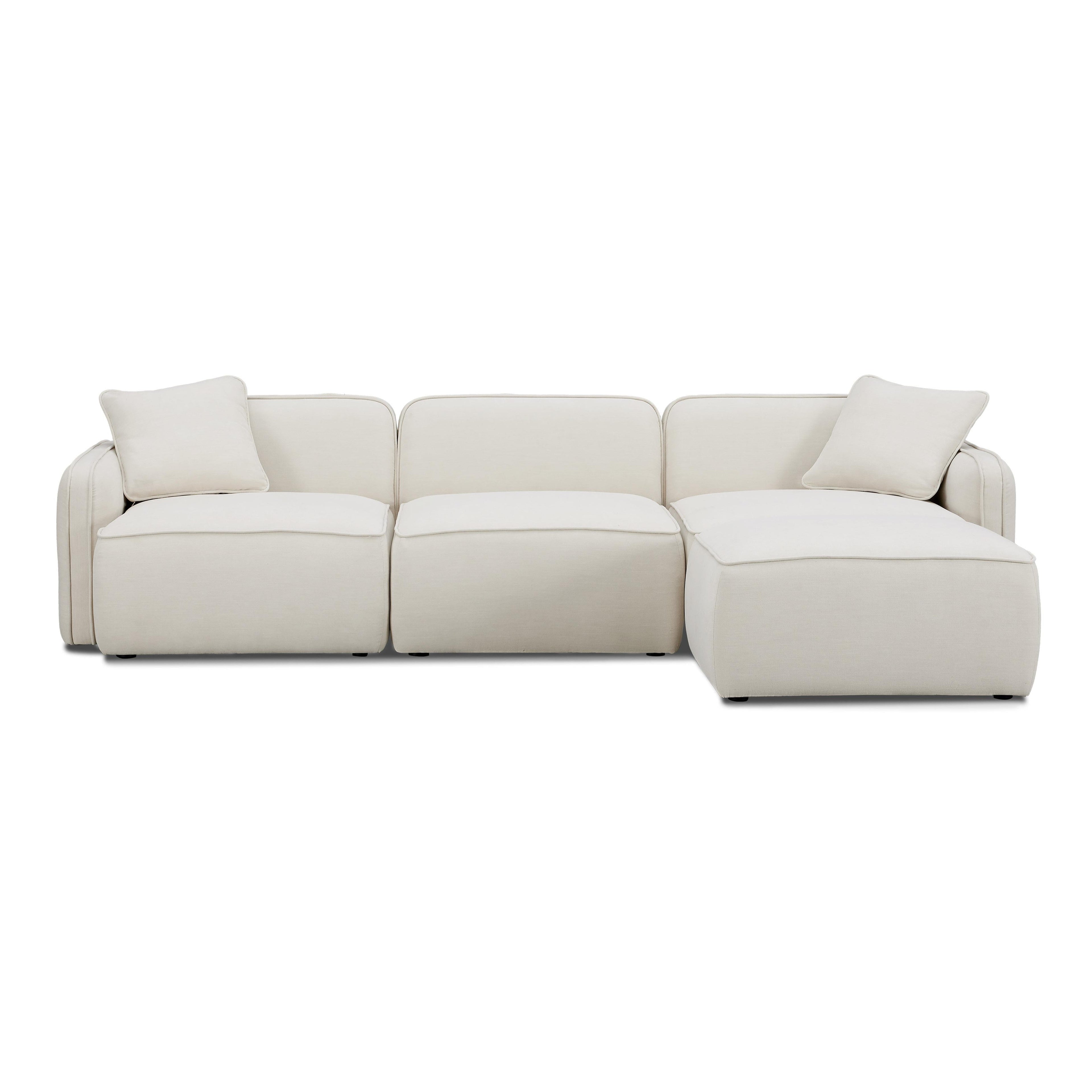 Travie 4-Piece Sand Upcycled Linen Modular Sectional