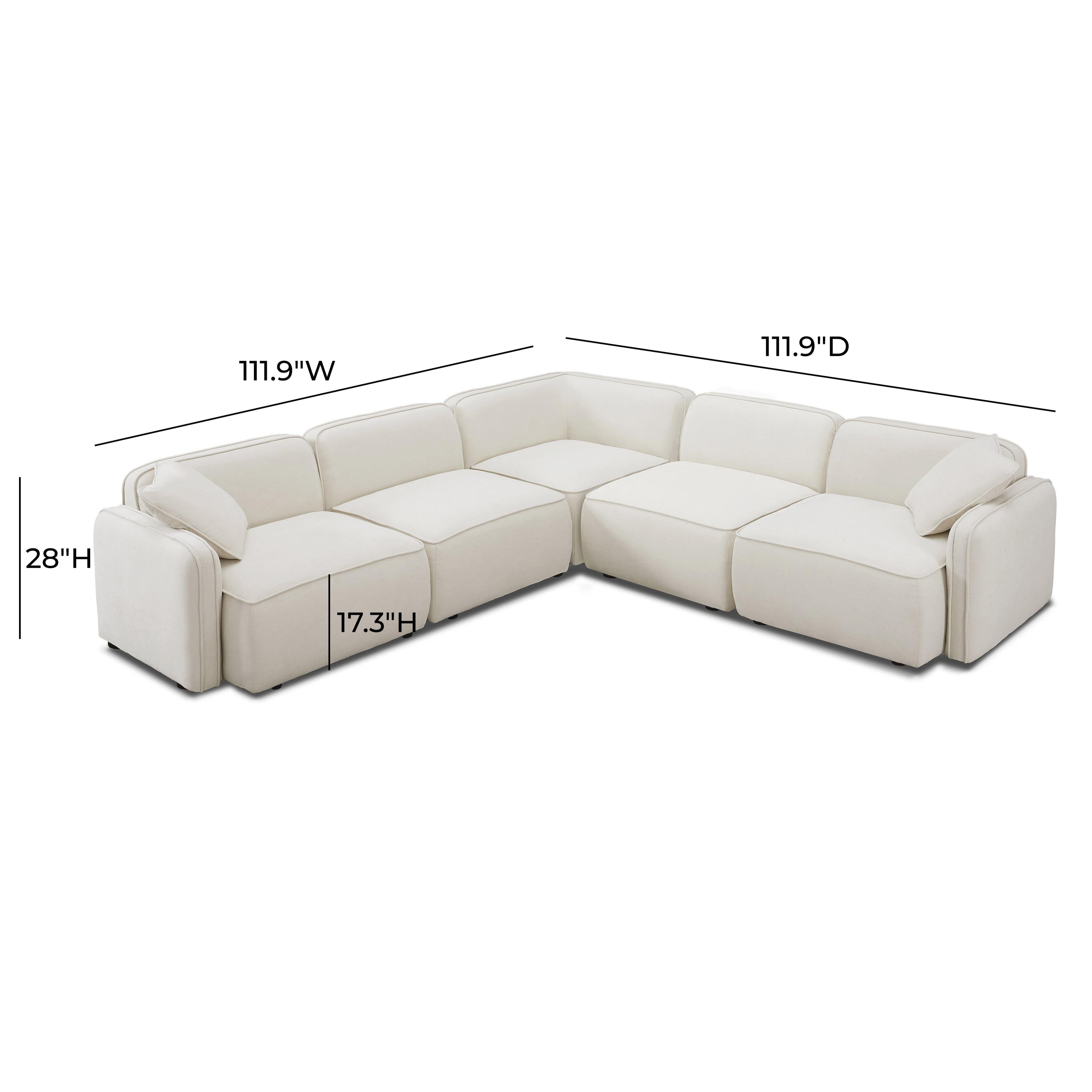 Travie 5-Piece Sand Upcycled Linen Modular L-Sectional