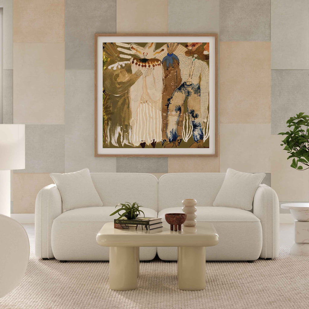 Travie Sand Upcycled Linen Modular Loveseat