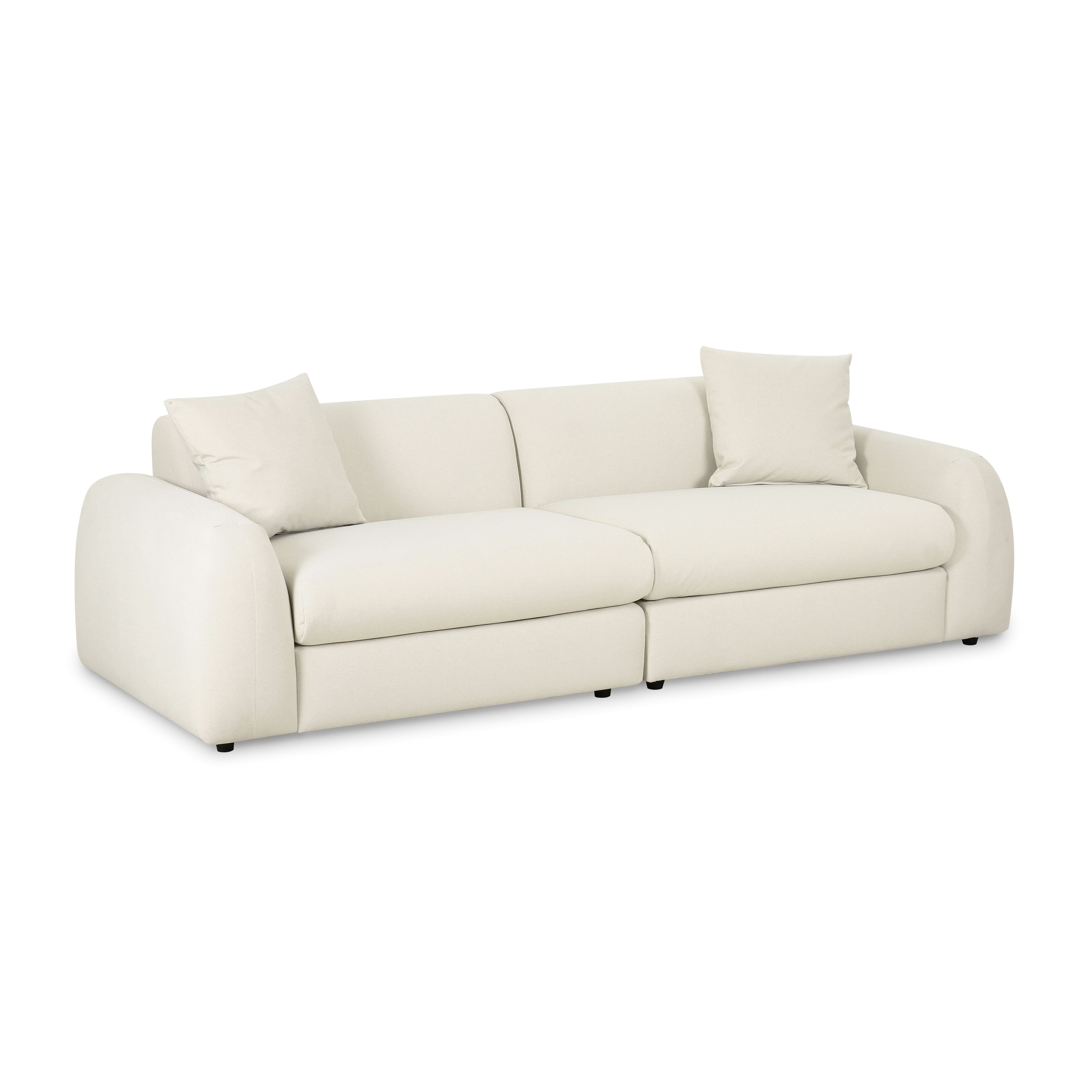 Kourtney 100 Cream Faux Mohair Sofa