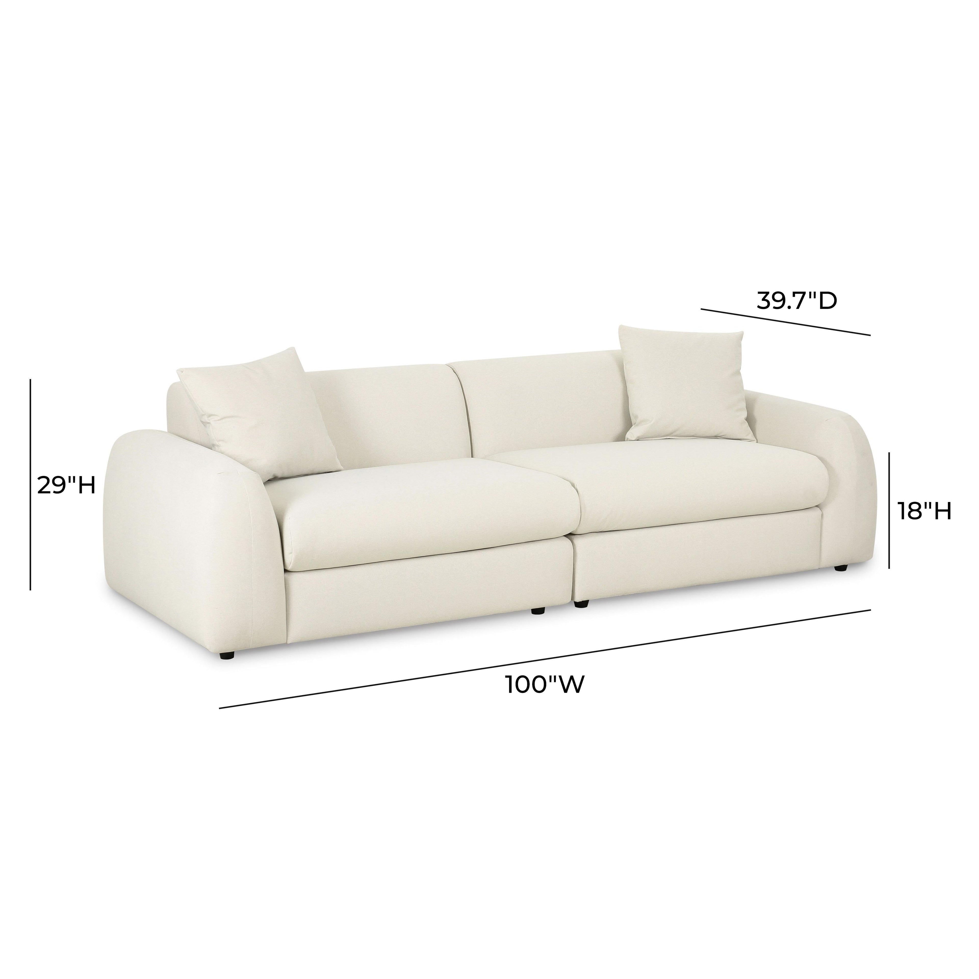 Kourtney 100 Cream Faux Mohair Sofa
