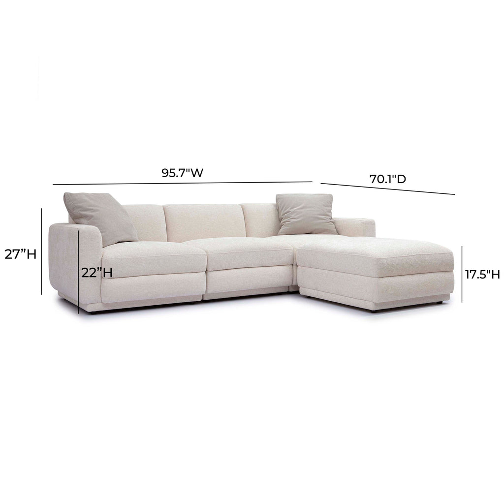 Perry 4-Piece Cream Chenille Modular Sectional