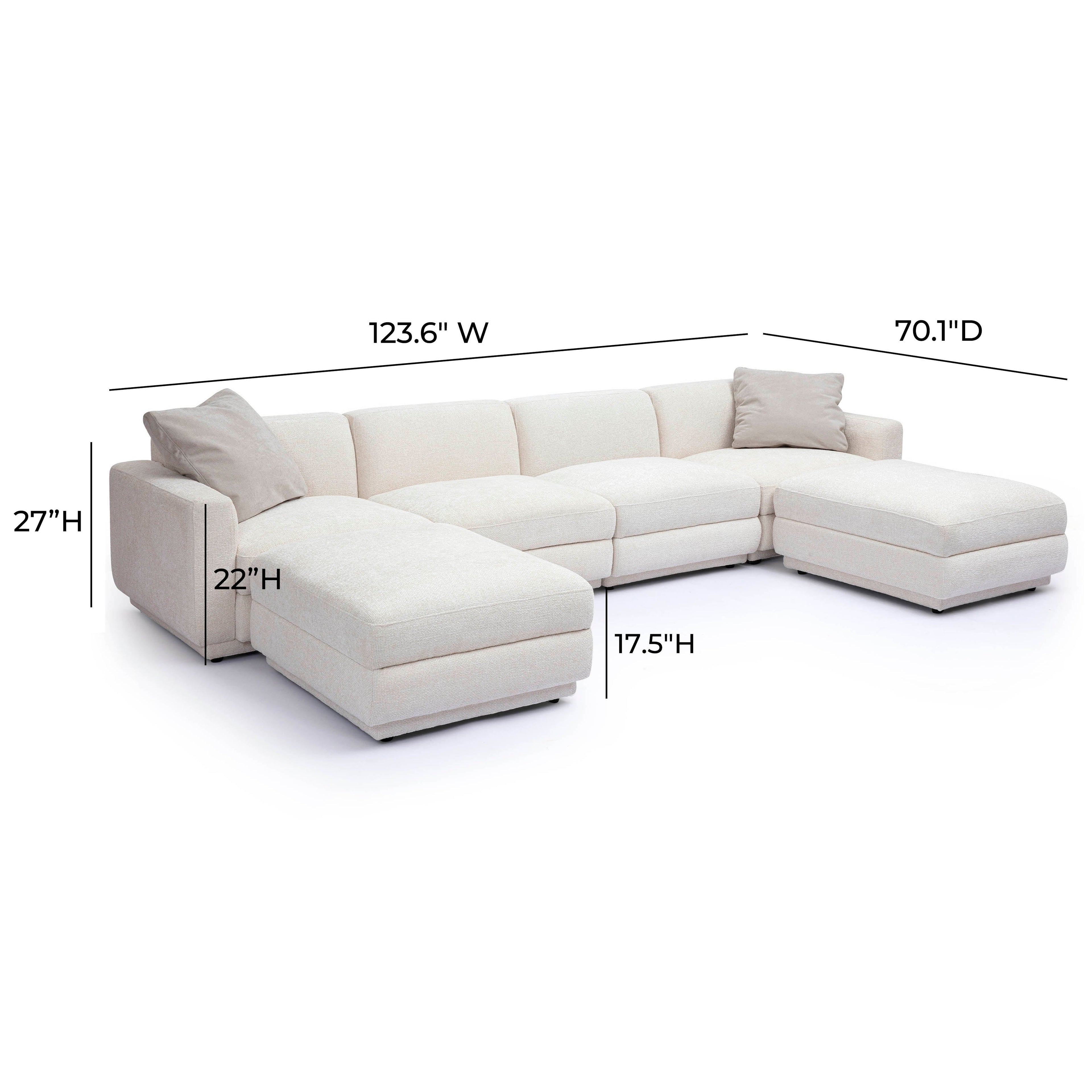 Perry 6-Piece Cream Chenille Modular U-Sectional
