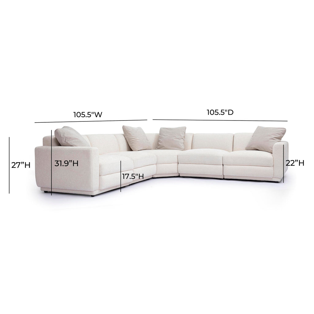 Perry 5-Piece Cream Chenille Modular L-Sectional