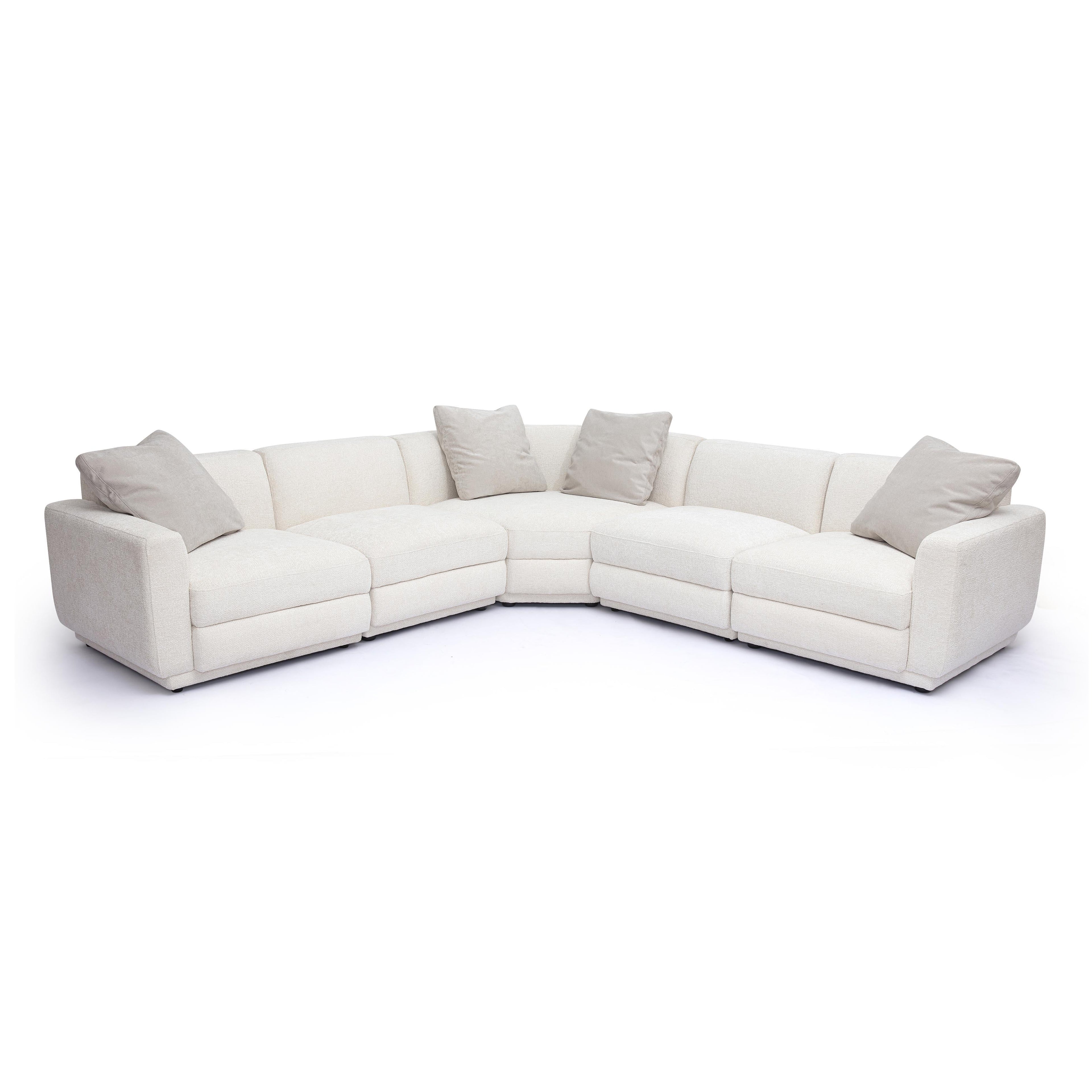 Perry 5-Piece Cream Chenille Modular L-Sectional