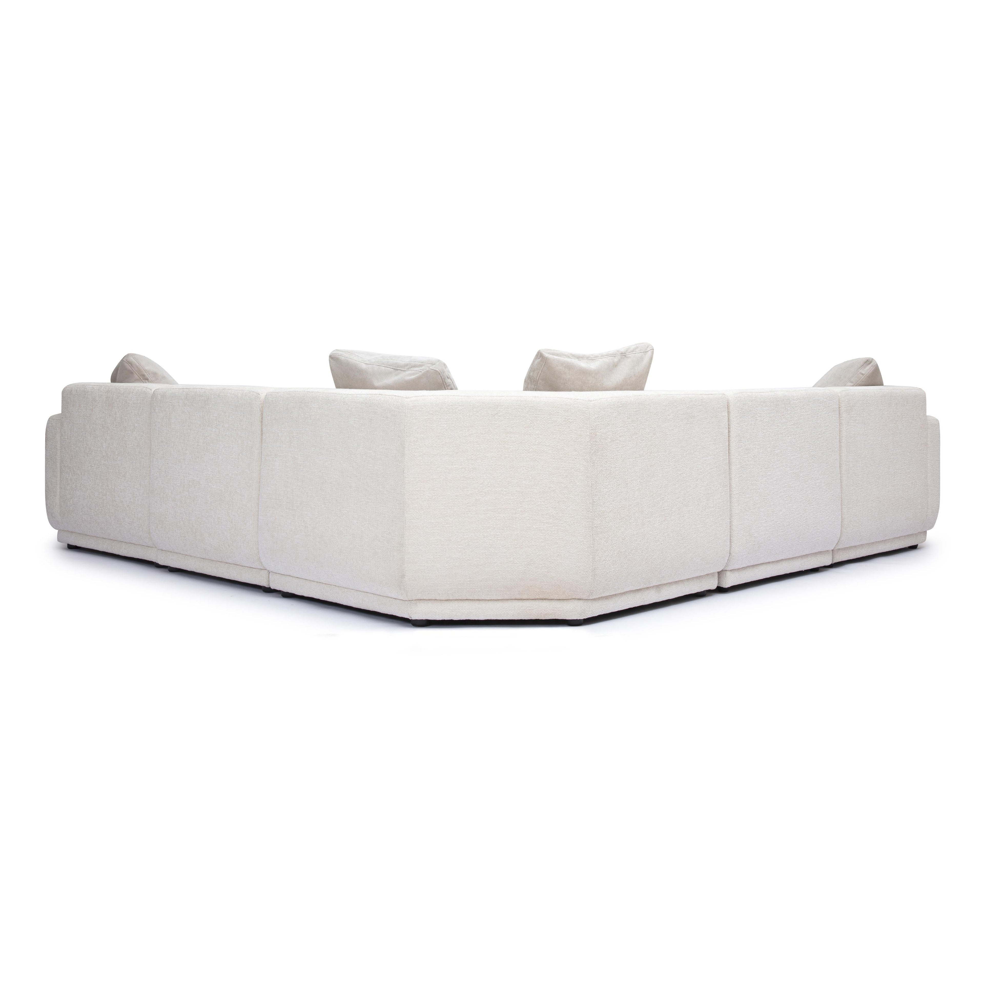 Perry 5-Piece Cream Chenille Modular L-Sectional