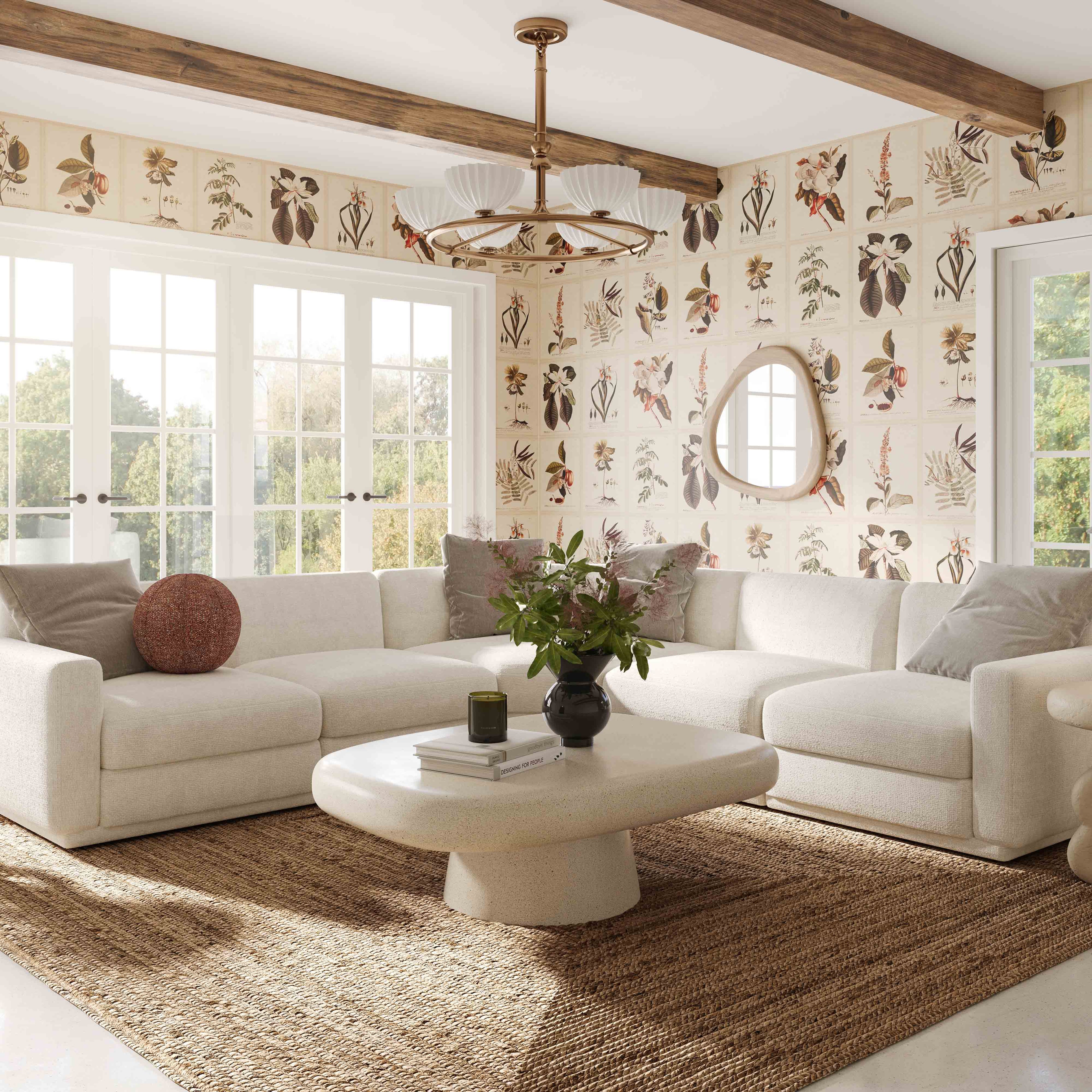 Perry 8-Piece Cream Chenille Modular Large U-Sectional