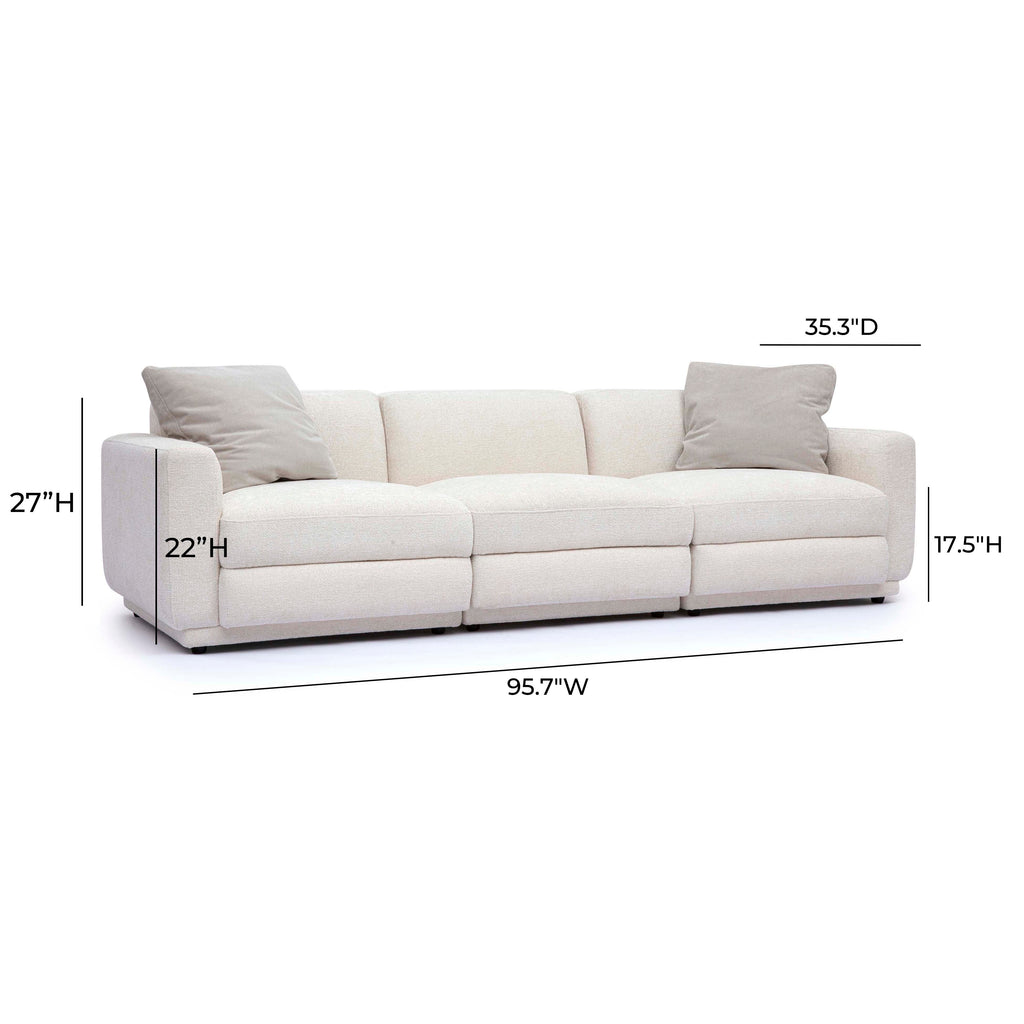 Perry 96 Cream Chenille Modular Sofa
