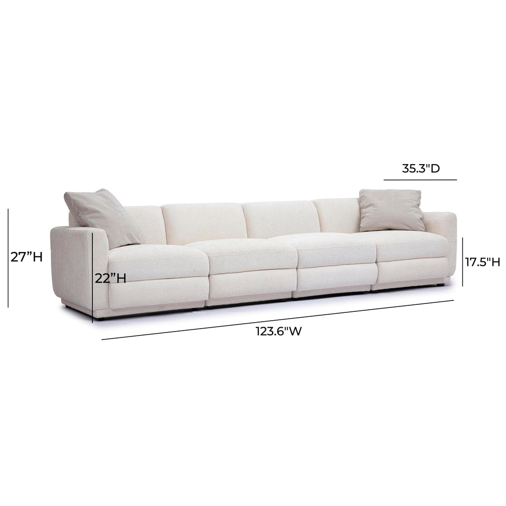 Perry 124 Cream Chenille Modular Long Sofa