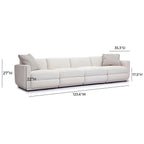 Perry 124 Cream Chenille Modular Long Sofa