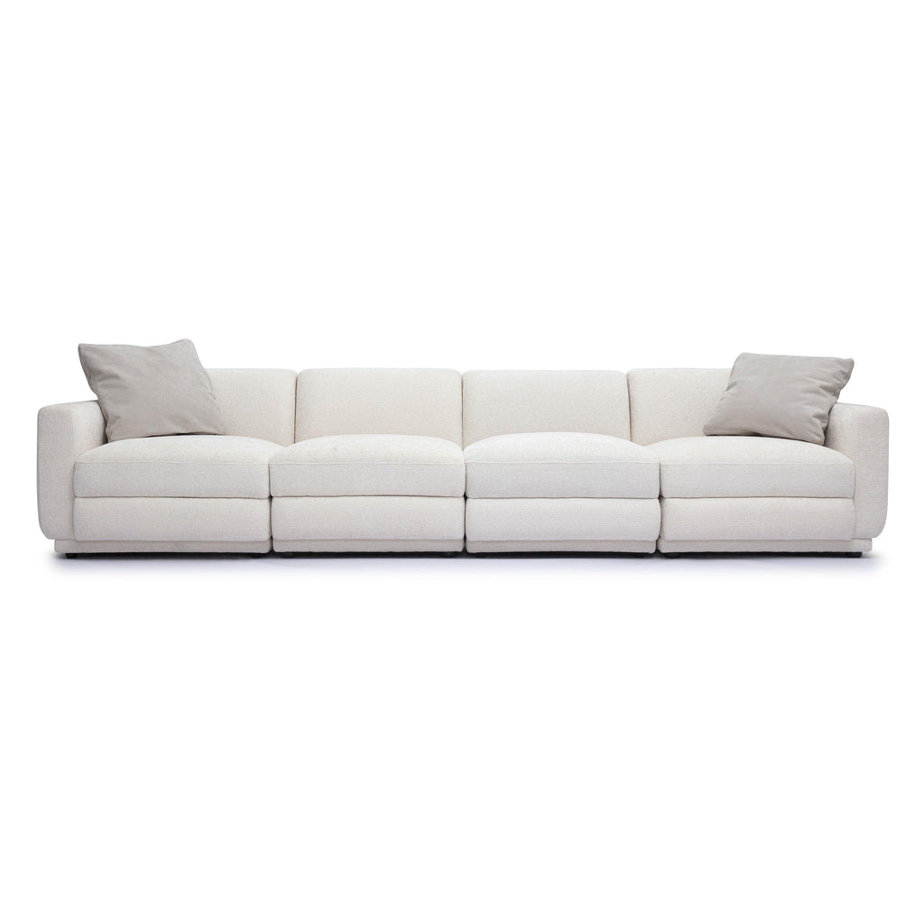 Perry 124 Cream Chenille Modular Long Sofa