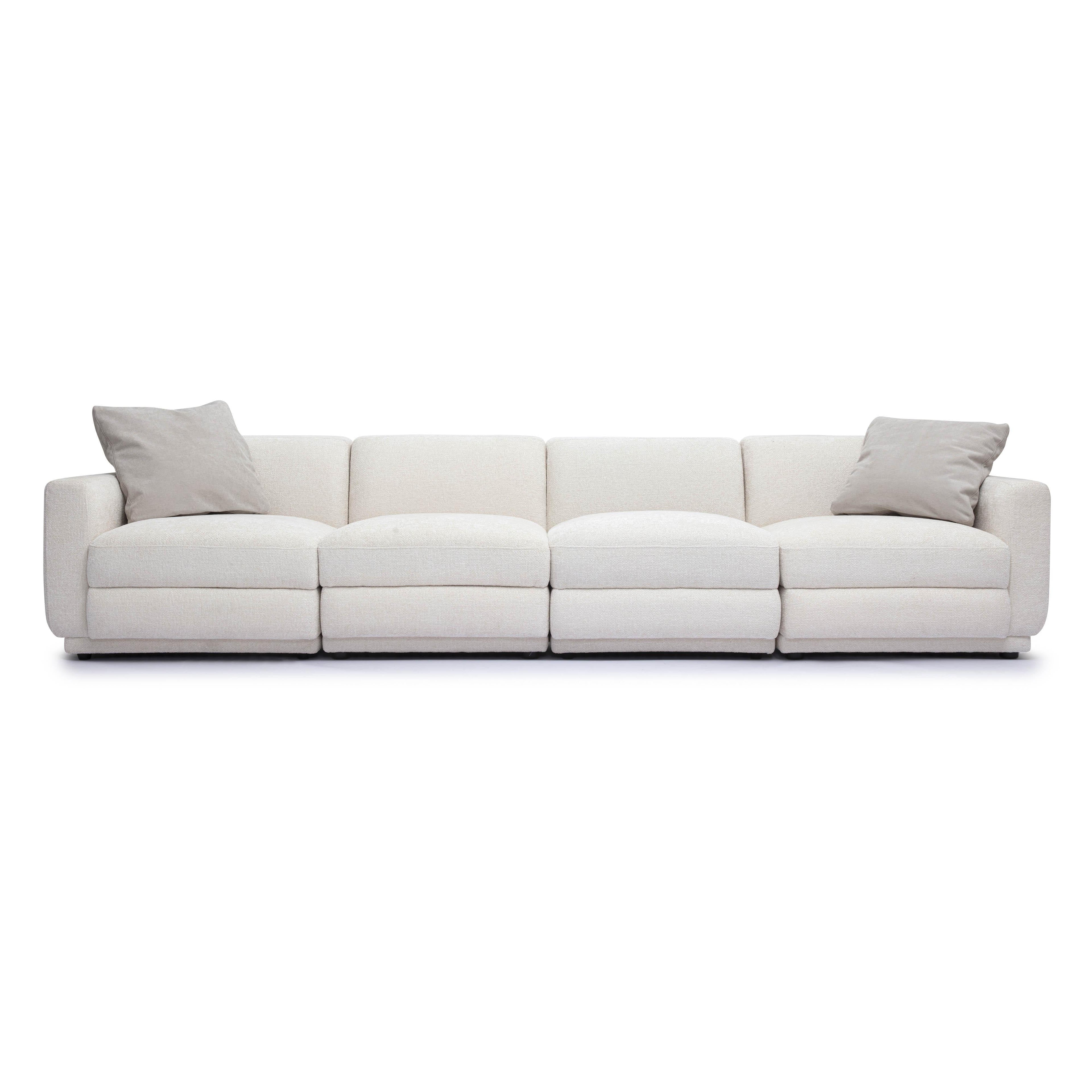Perry 124 Cream Chenille Modular Long Sofa