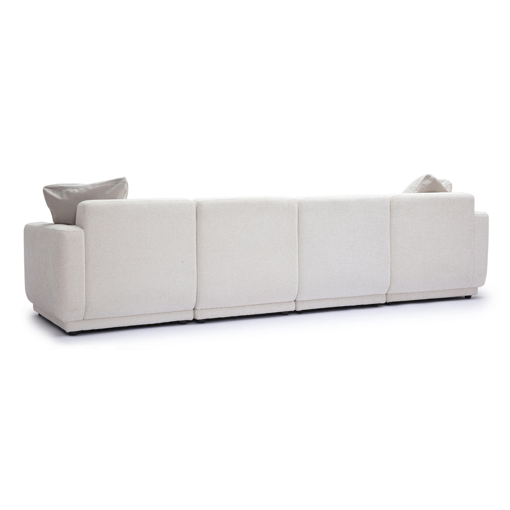 Perry 124 Cream Chenille Modular Long Sofa