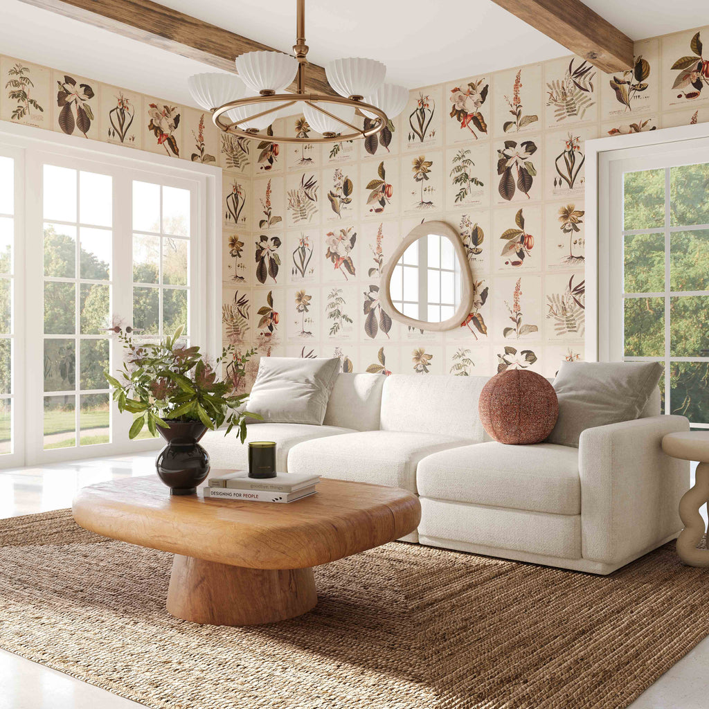 Perry 96 Cream Chenille Modular Sofa