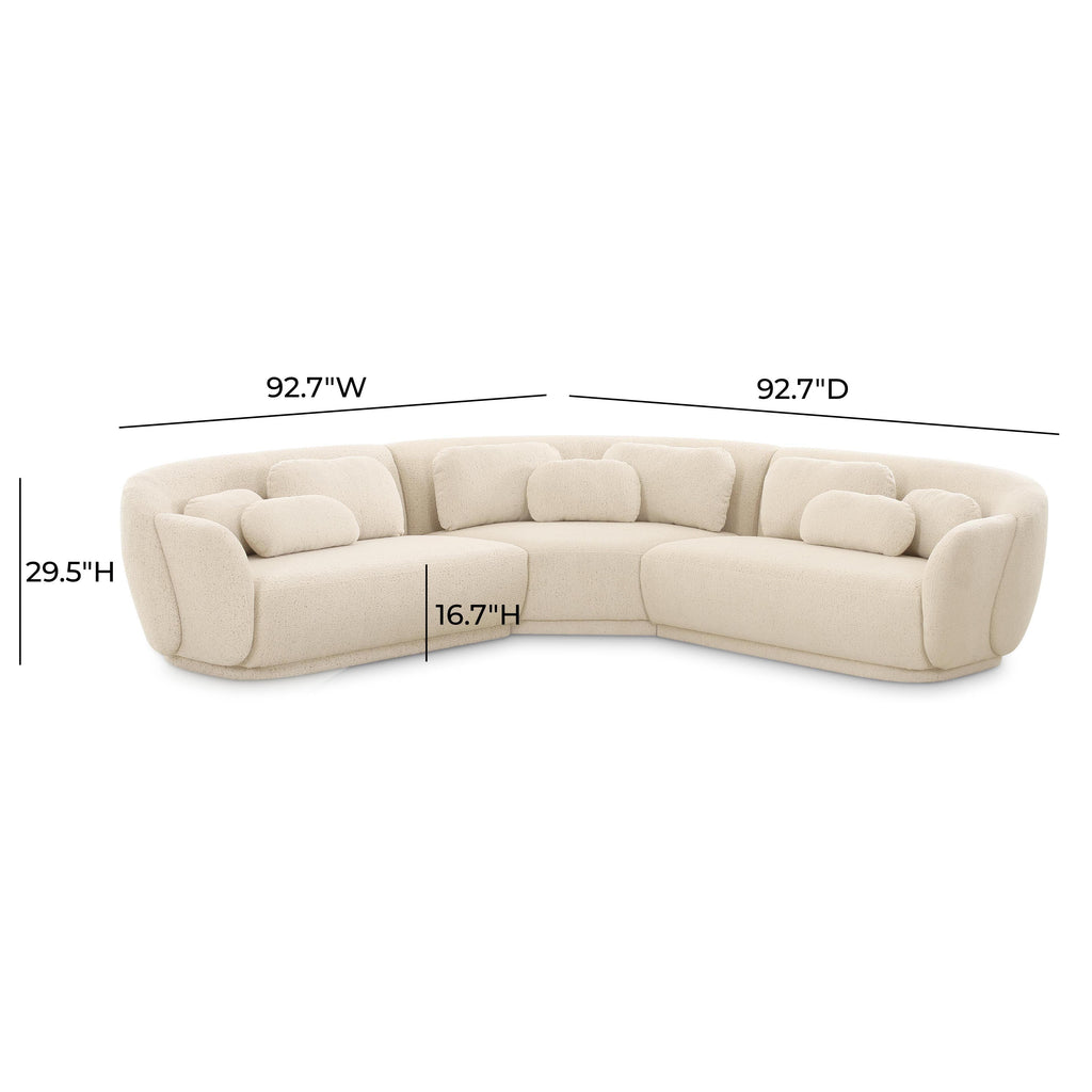 Misty 3-Piece Cream Boucle Modular L-Sectional