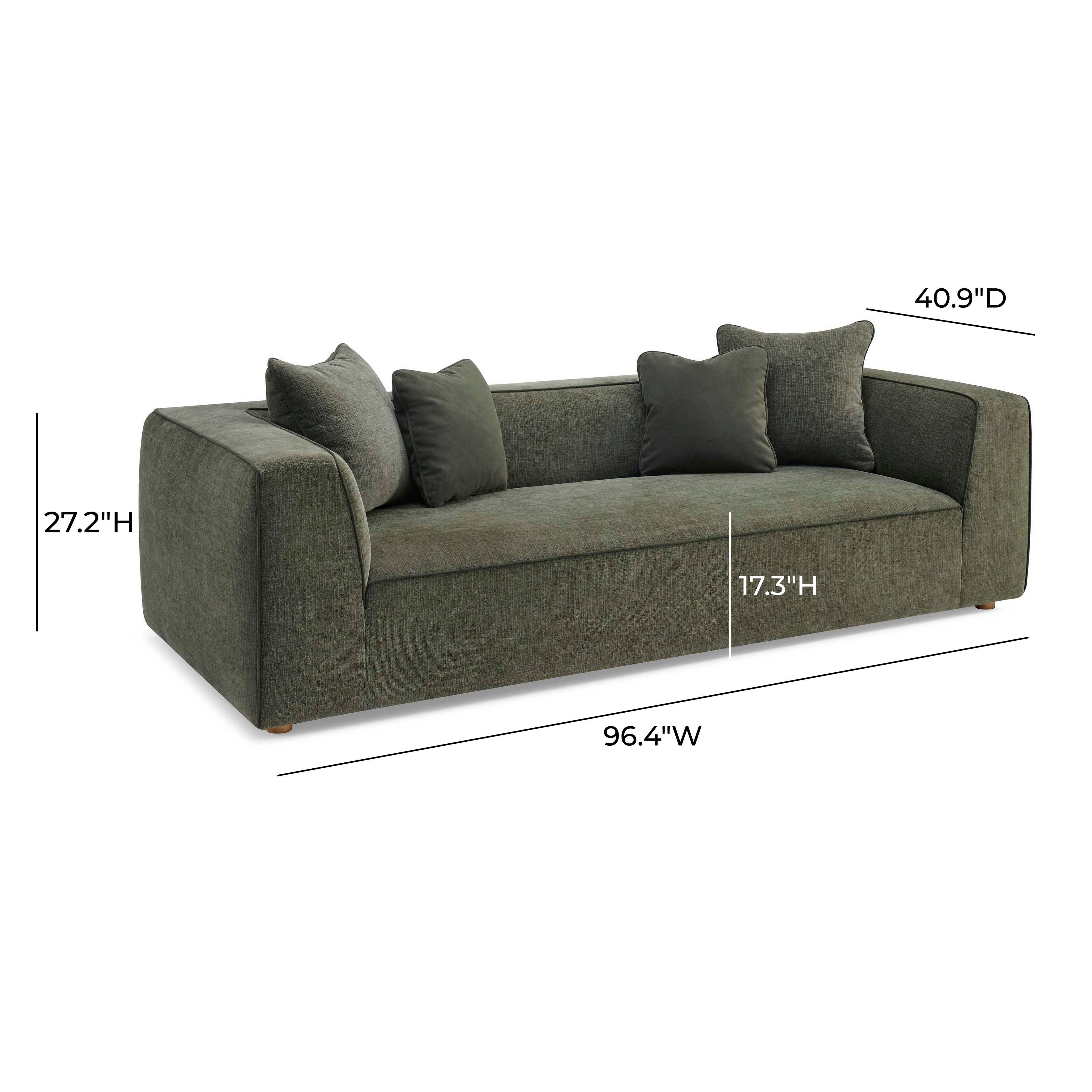 Tristine 96 Olive Green Upcycled Basketweave Sofa