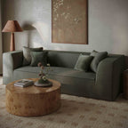 Tristine 96 Olive Green Upcycled Basketweave Sofa