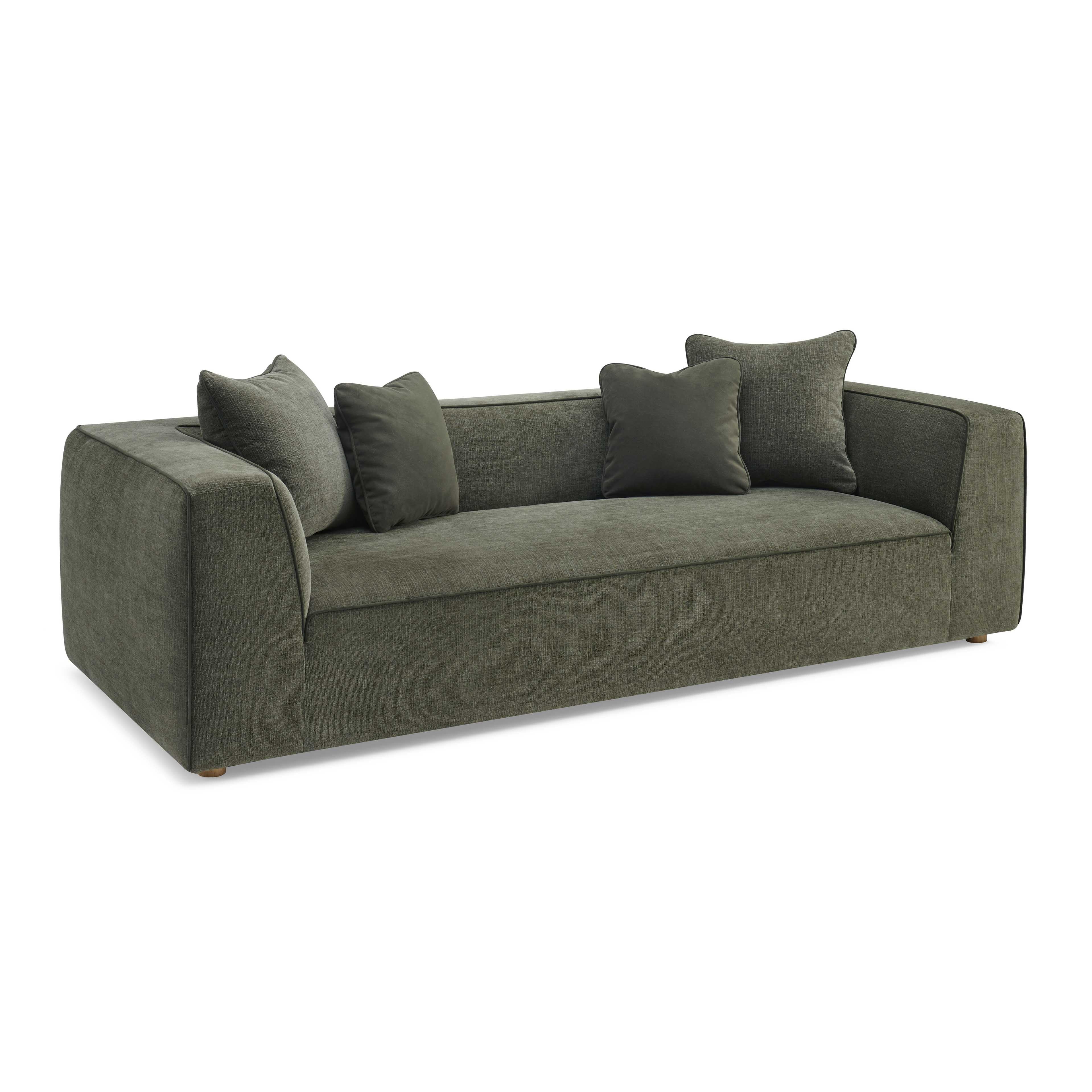 Tristine 96 Olive Green Upcycled Basketweave Sofa