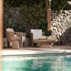 Eclipse 47 Textured Faux Travertine Indoor / Outdoor Coffee Table