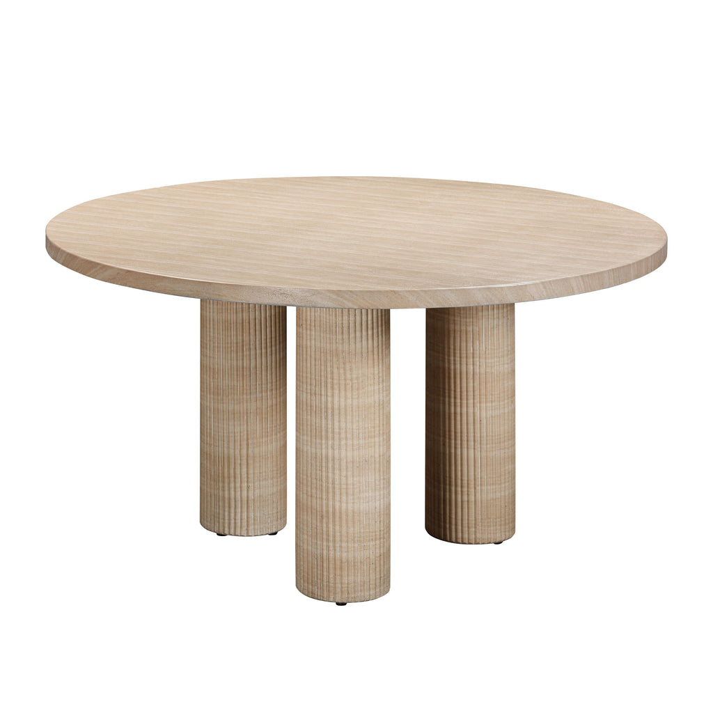 Patti 55 Textured Faux Travertine Indoor / Outdoor Round Dining Table