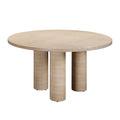 Patti 55 Textured Faux Travertine Indoor / Outdoor Round Dining Table